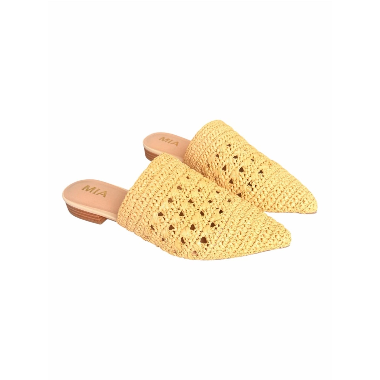 MIA Jany Natural Woven Raffia Pointed Toe Mules Shoes Size 8.5 NIB