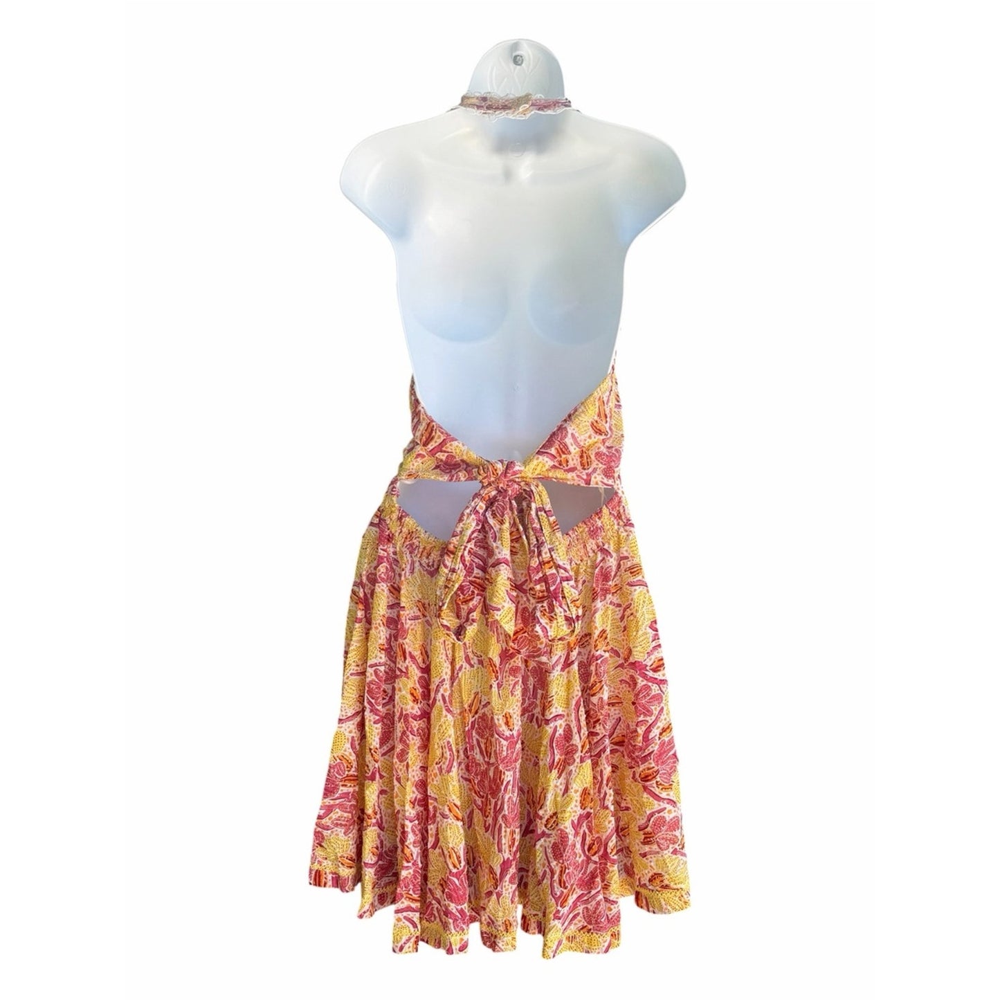 Poupette St Barth Beth Mini Dress Backless Tropical Resort Halter L New