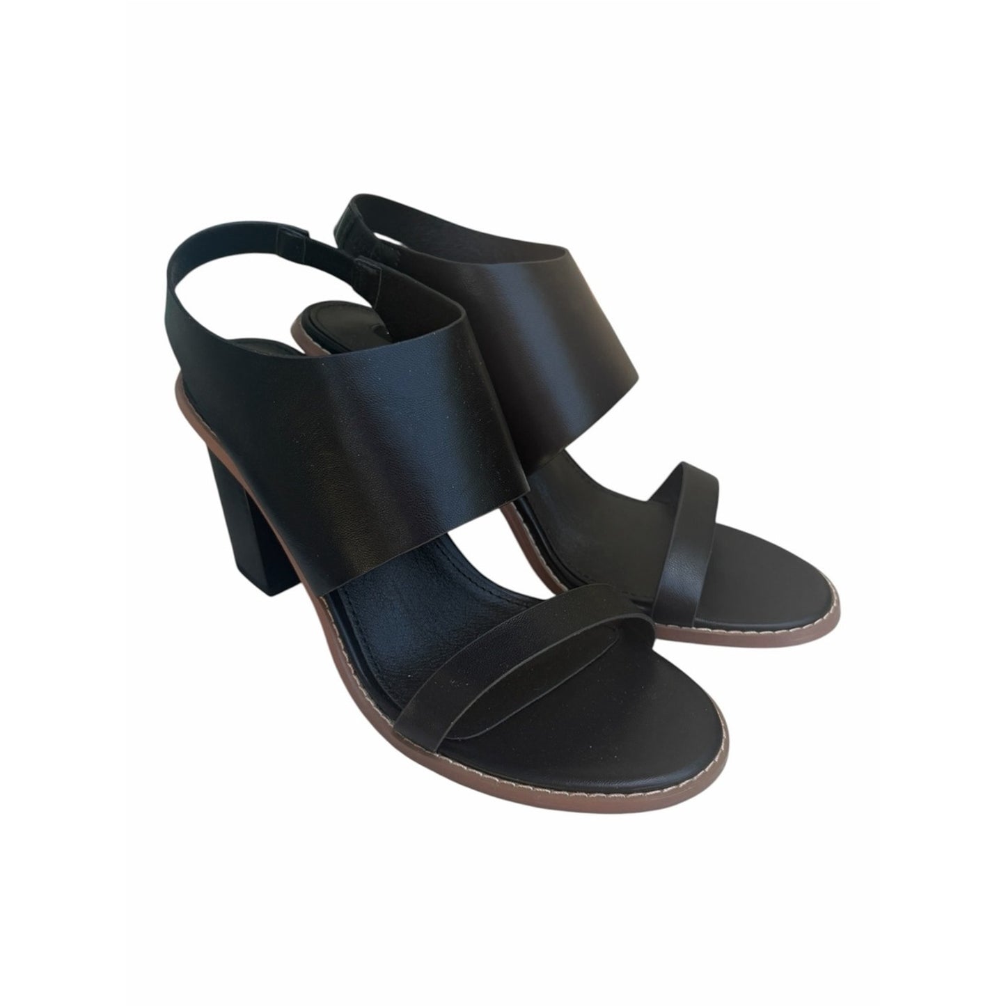 French Connection Lori Black Block Heel Slingback Sandals NIB Size 8.5