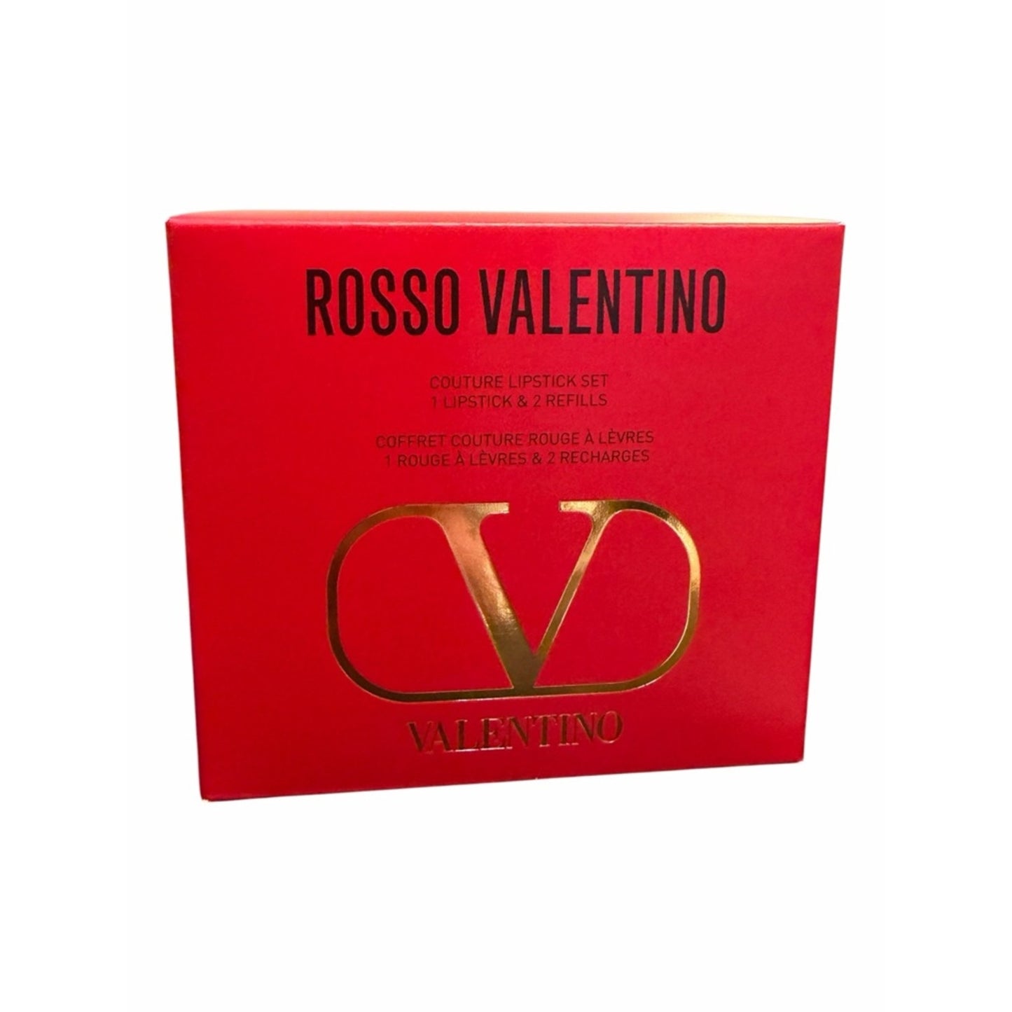 Valentino V Logo Mini Case Lipstick Set Rosso Jewelry Case 3 Matte Shades NIB