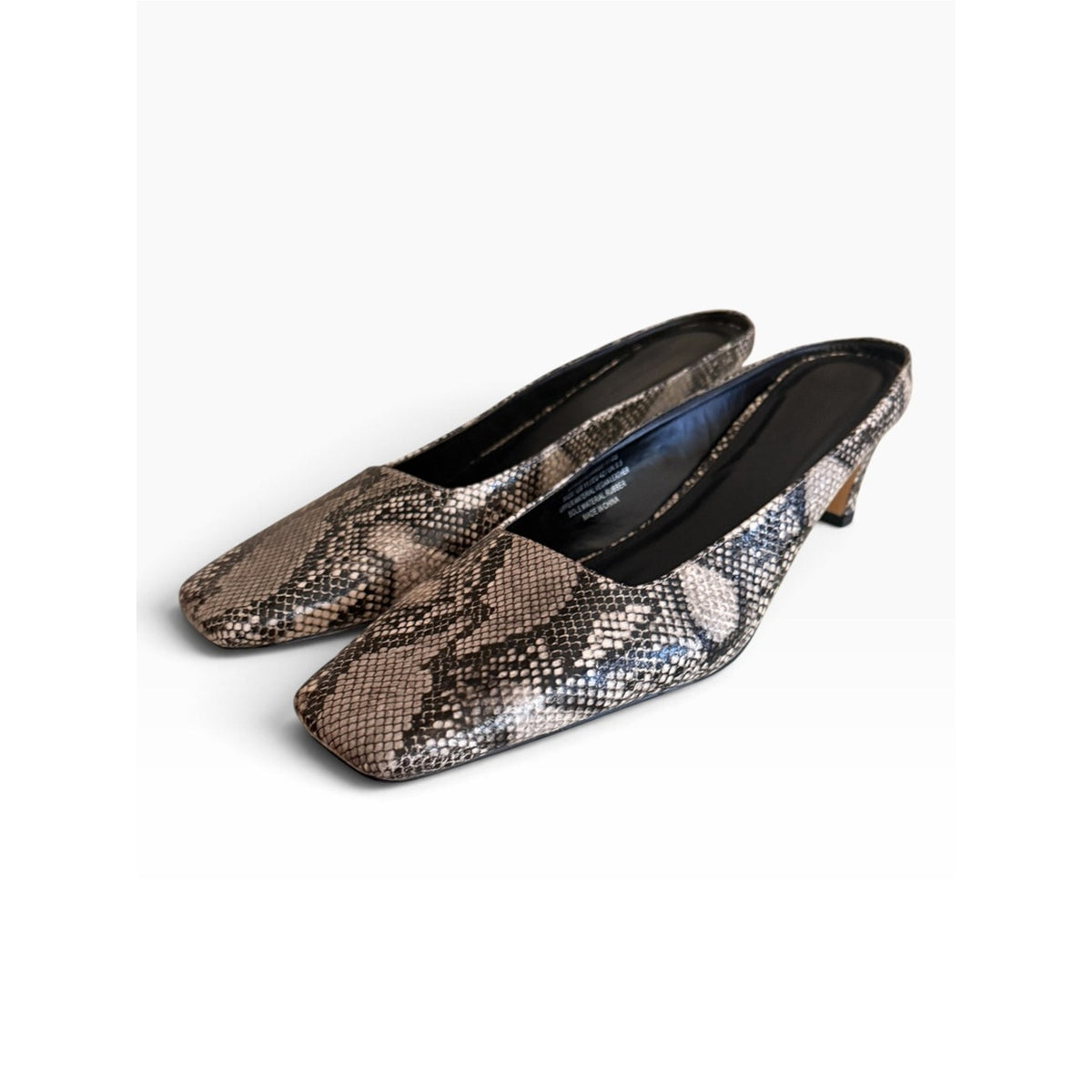 French Connection Aimee Snake Print Kitten Heel Mules  Women’s Size 11 NIB
