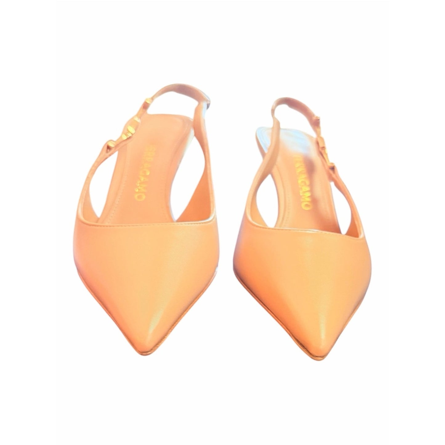 Ferragamo Tally 70 Amaretti Leather Slingback Pumps 8C Wide NIB