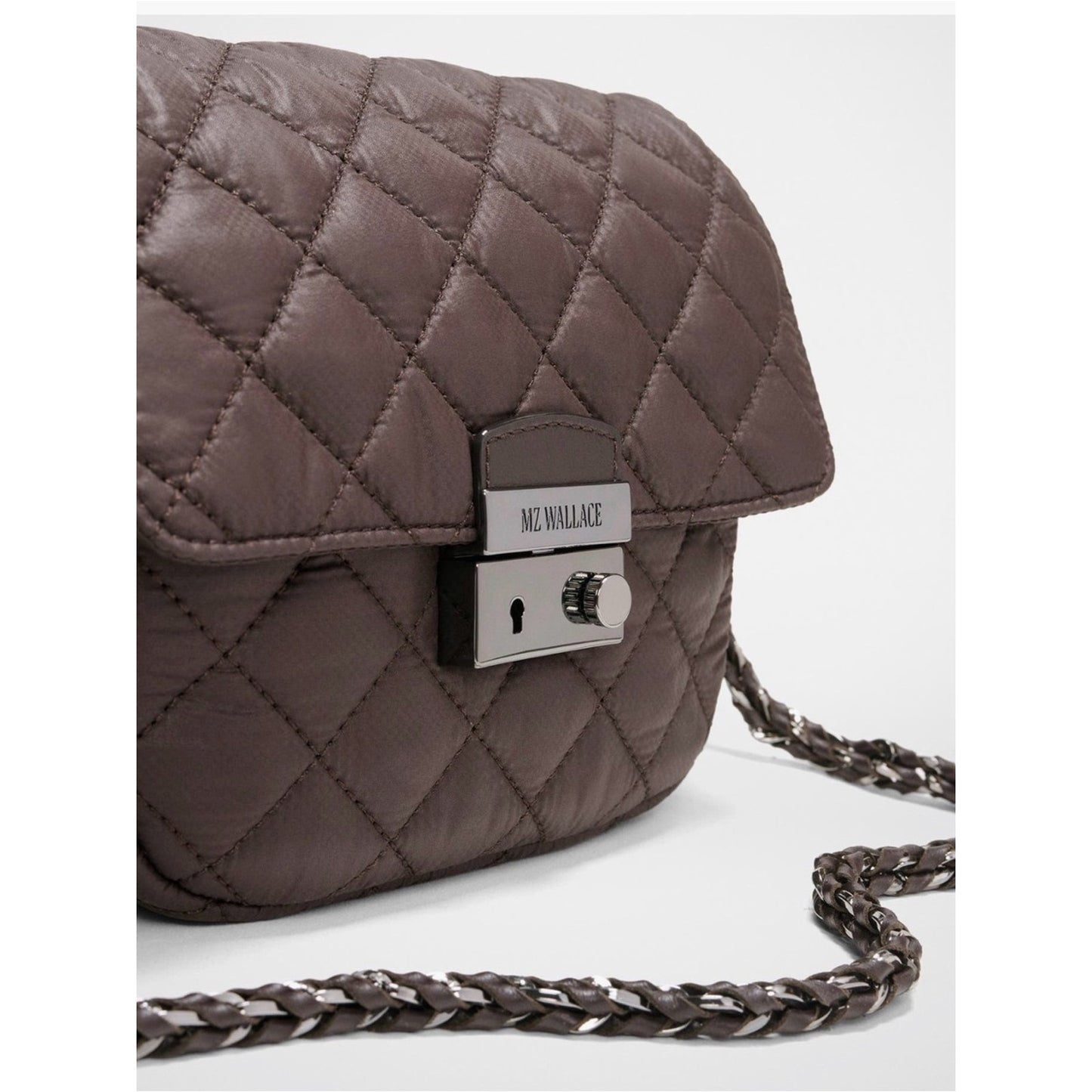 MZ Wallace Small Crosby Lock Crossbody Espresso Brown NWT 3 Straps