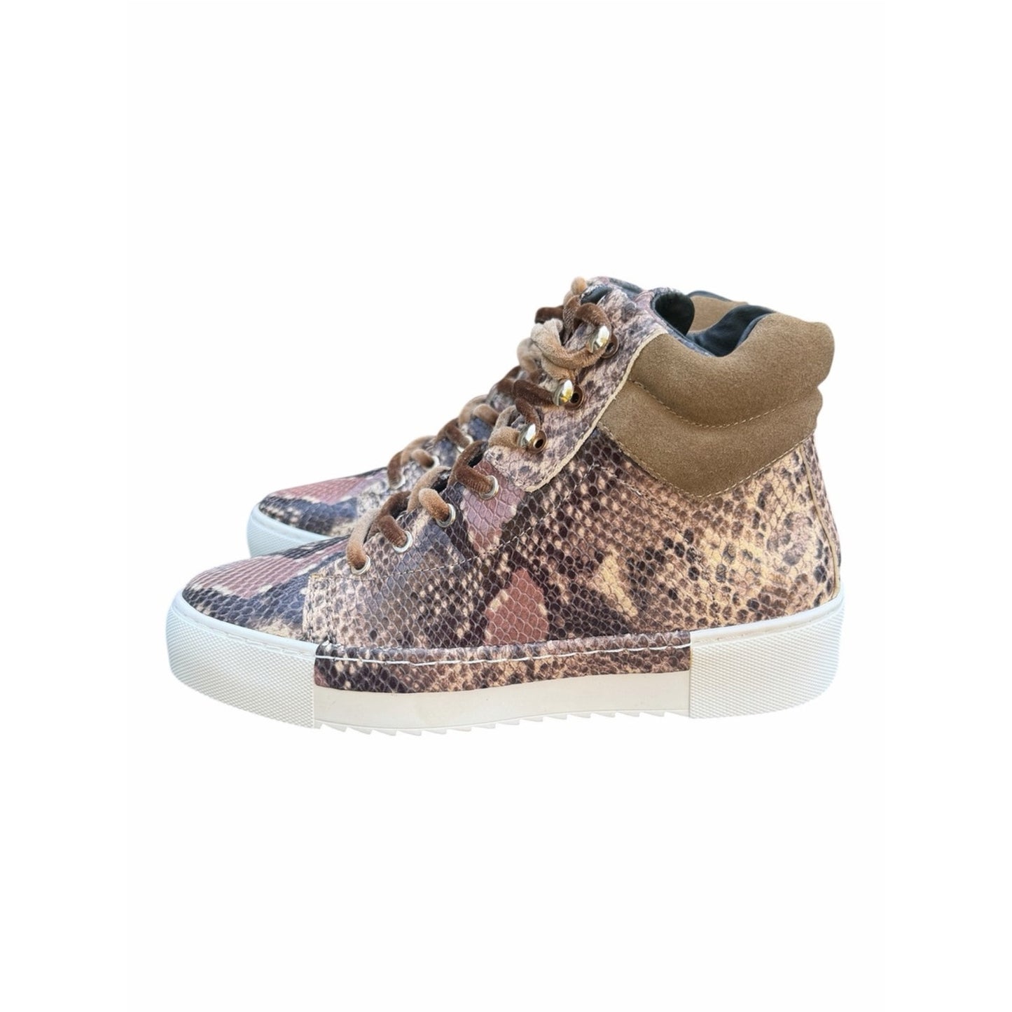 Cecelia NY Silow Snake Print High Top Y2K vibe Sneakers Velvet Laces NIB Size 8