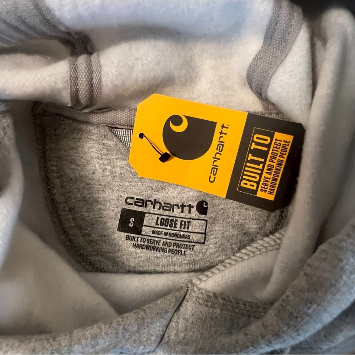 NWT Carhartt Light Gray Men's Hoodie with Sleeve Logo Size Small