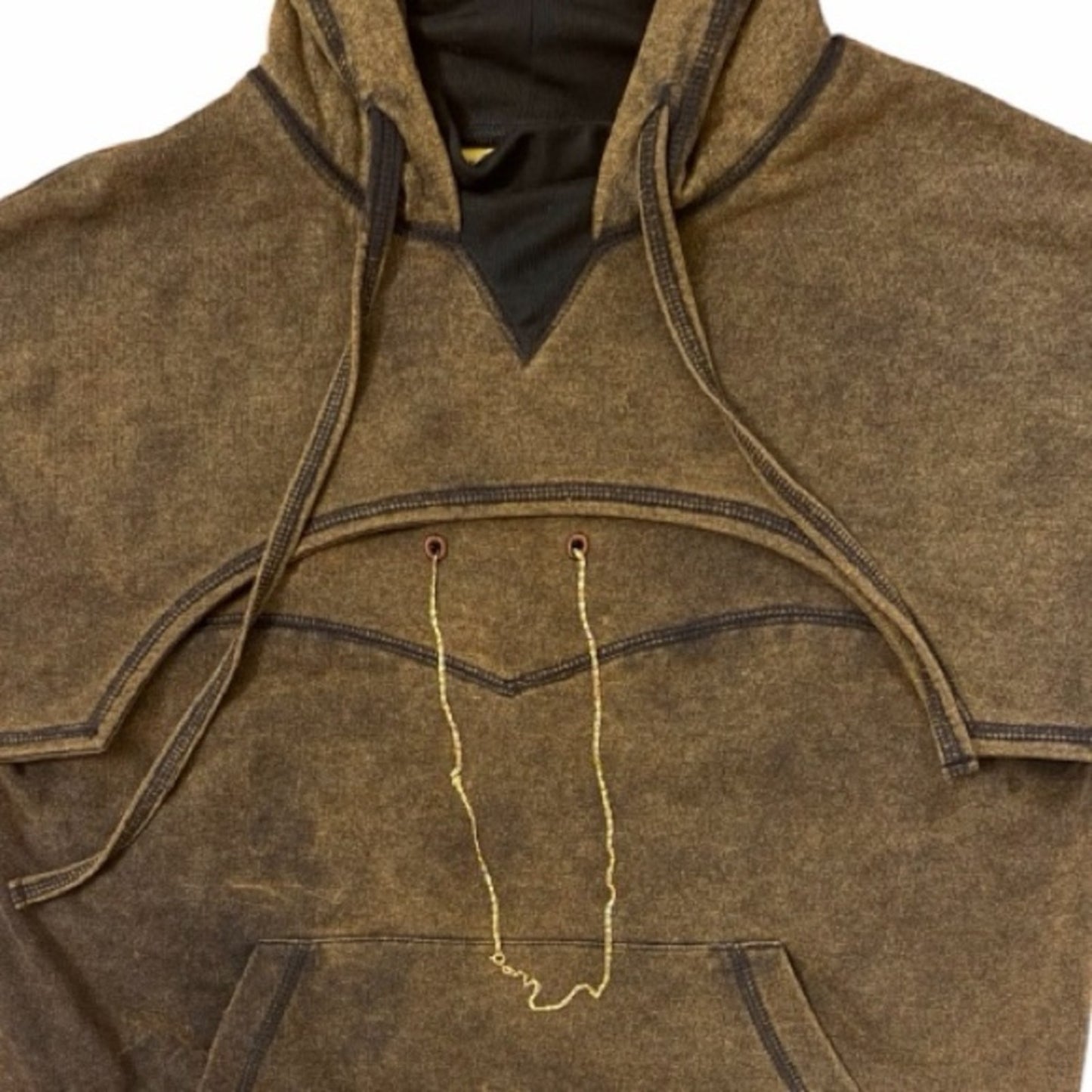 BARRAGAN DESIGNER STREETWEAR Chain Hoodie - Brown Tie-Dye - Size XL Gender Neutral