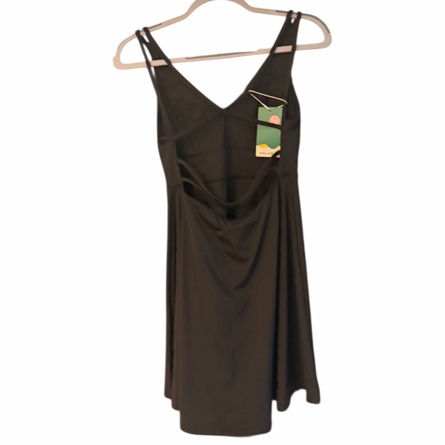 Halara WADRESS Black Strappy Skater Back Fit & Flare Dress Size M Balletcore NWT