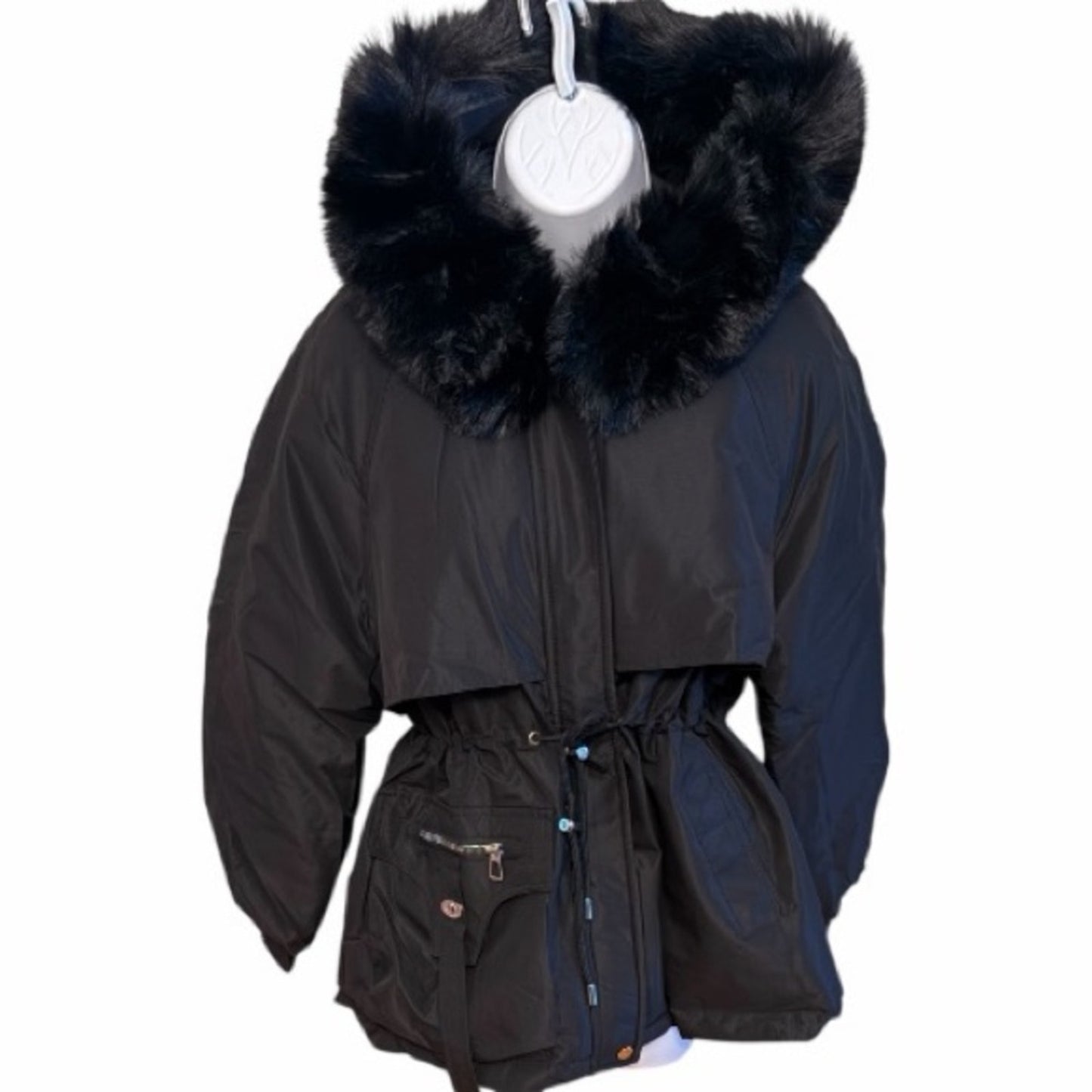 NWT XINDAIER Faux Fur Trim Hooded Parka - Black Women’s L
