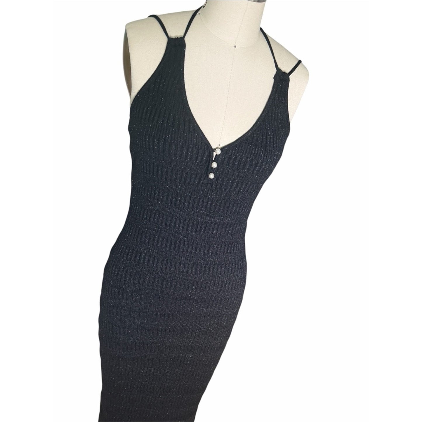 Torn by Ronny Kobo Ingrid Black Knit Maxi Dress NWT Size Med