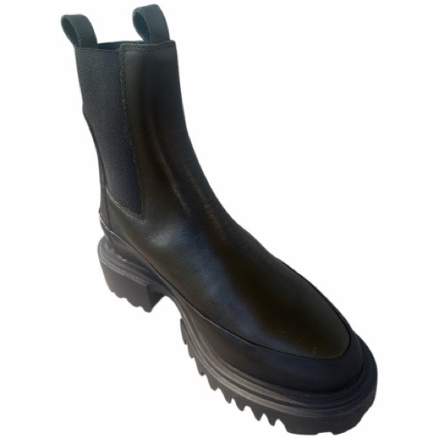 AllSaints Chunky Chelsea Boots Army Green Leather Lug Sole US 6 New