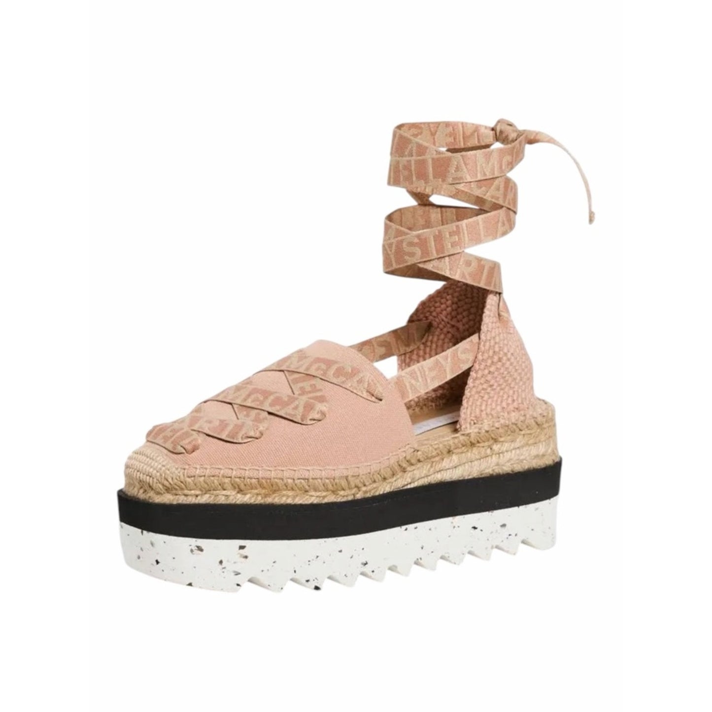 Stella McCartney Gaia Platform Espadrilles Blush Logo Lace Up Size 41 NIB