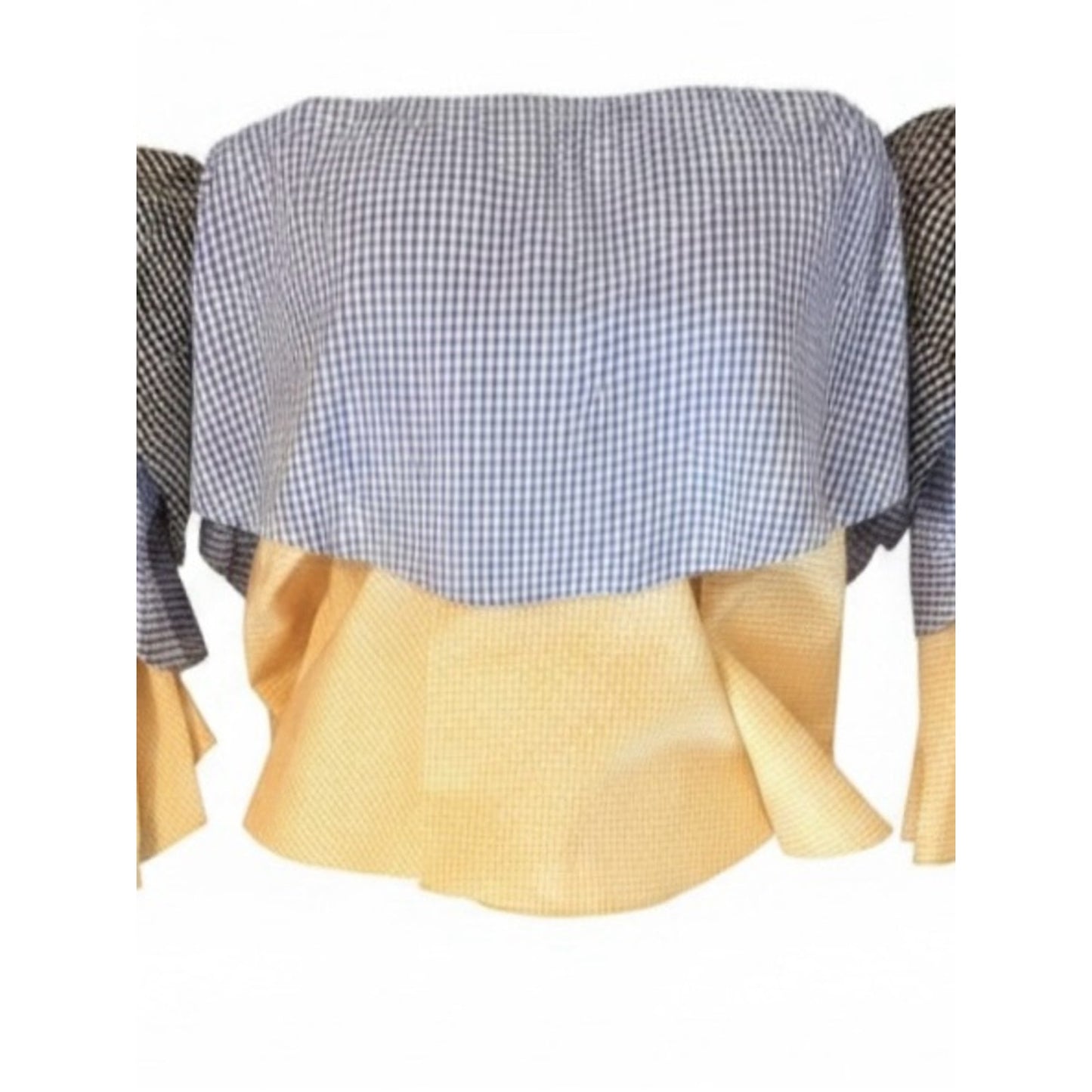 StyleKeepers The Virgo Ruffled Off-the-Shoulder Top | NWT | Med| Multi Gingham
