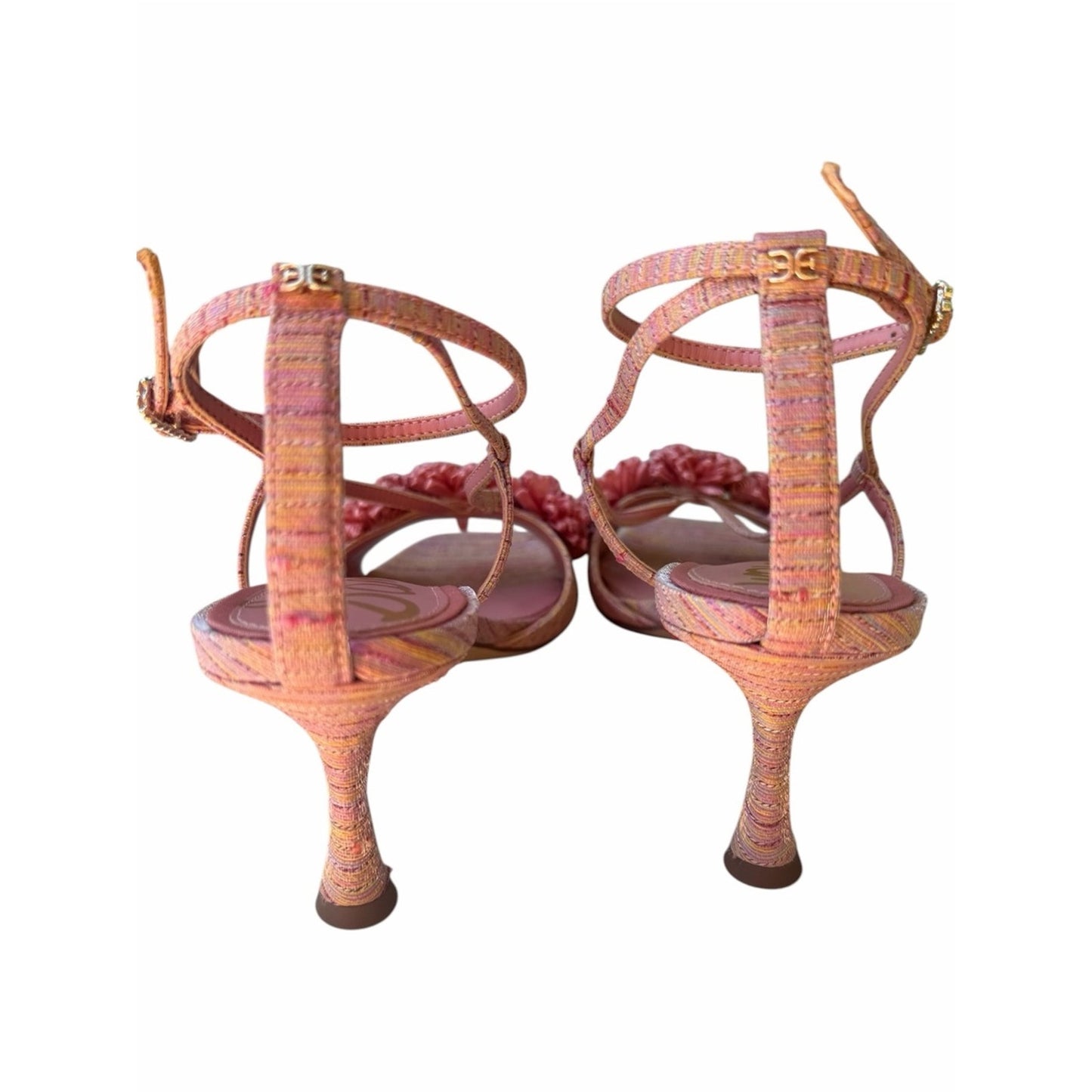 Sam Edelman Phoebe Pink Stripe Floral Heeled Sandals Size 7 New With Box