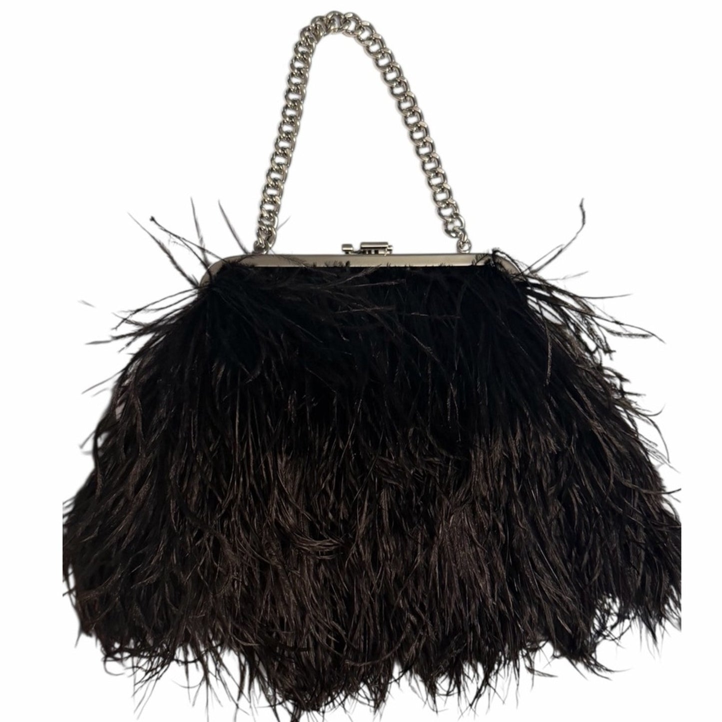 Lauren Ralph Lauren Hollie Feather Fringe Clutch Black LRL Bag NWT Glam Style
