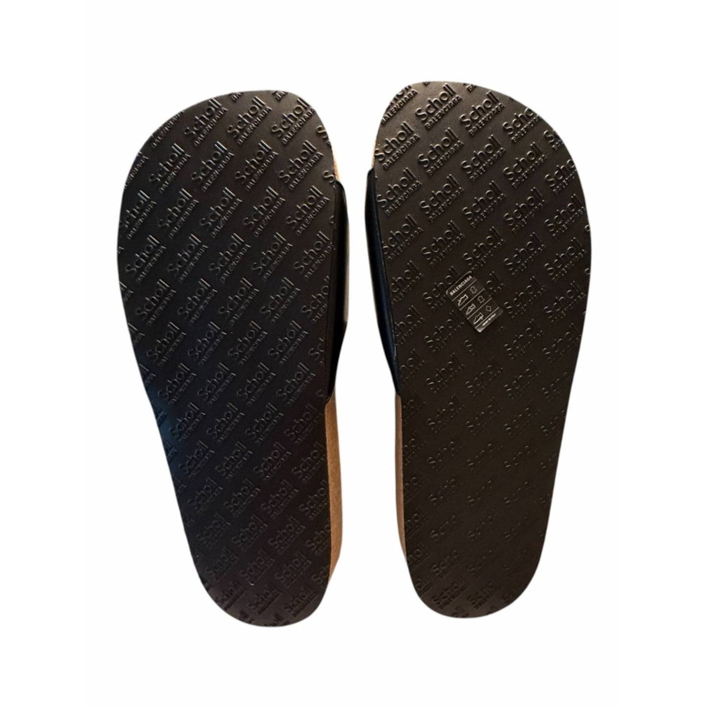 Balenciaga x Scholl Leather Sandals Size 38 Black Lock Slide Made in Italy NEW In Box