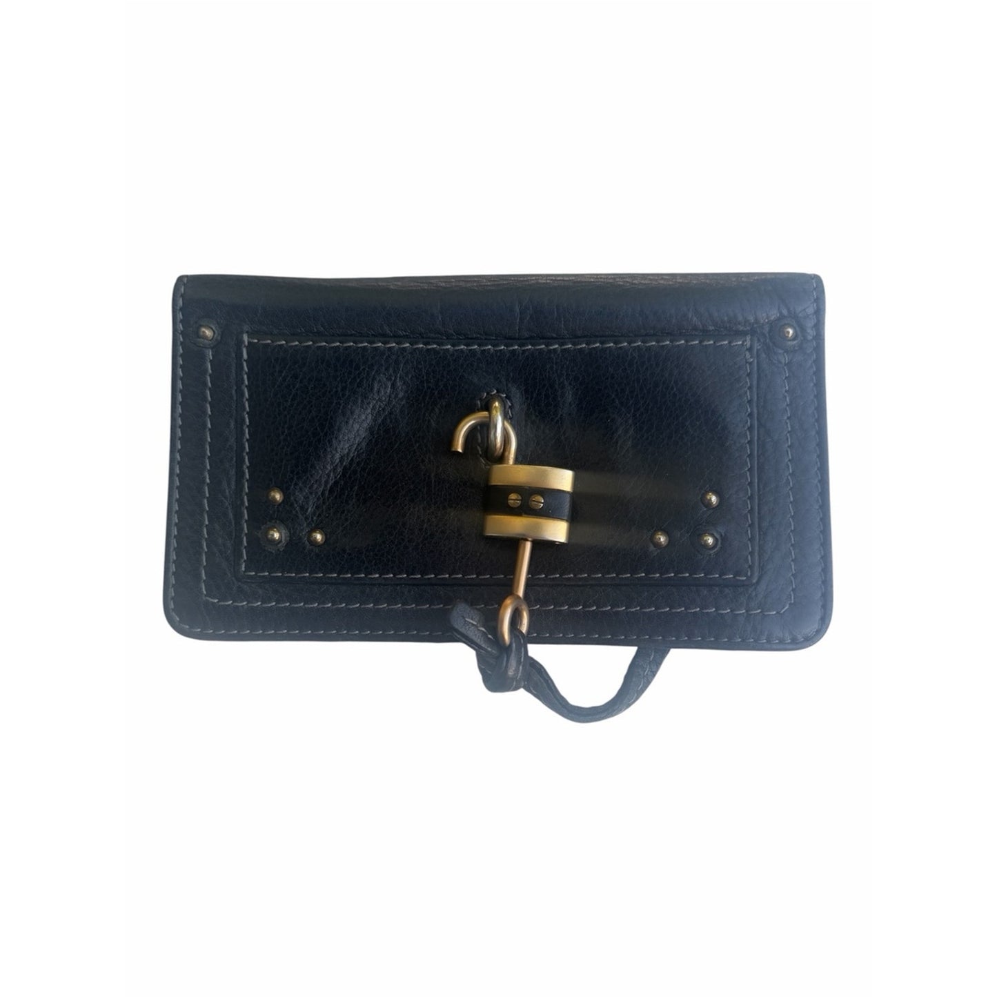 CHLOÉ Paddington Black Leather Continental Wallet w/ Original Padlock & Key Y2K