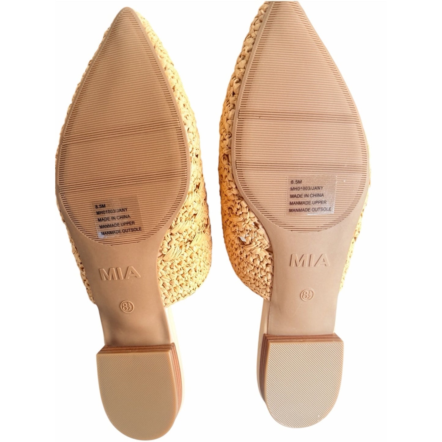 MIA Jany Natural Woven Raffia Pointed Toe Mules Shoes Size 8.5 NIB
