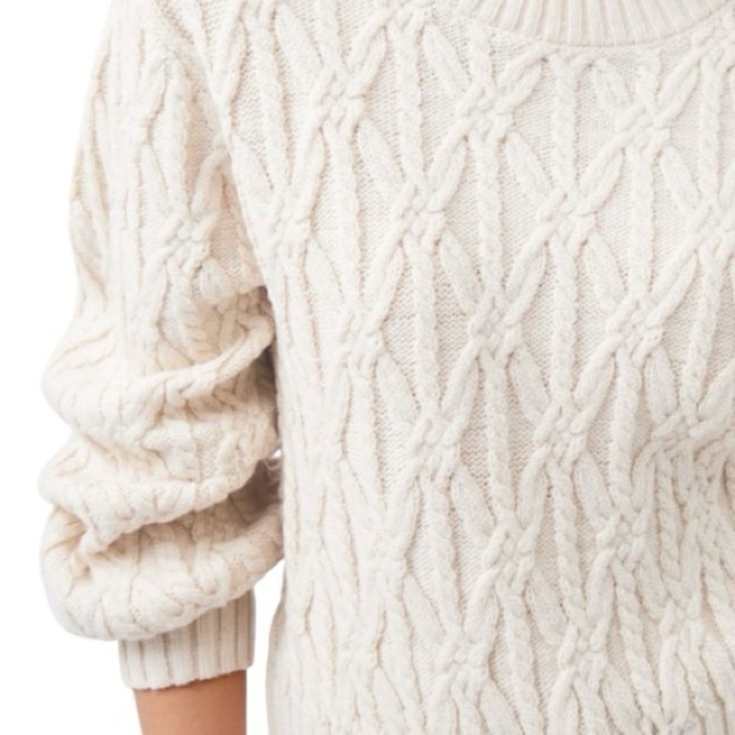 French Connection Layon Jini Cable Crewneck Cream Sweater Size M
NWT