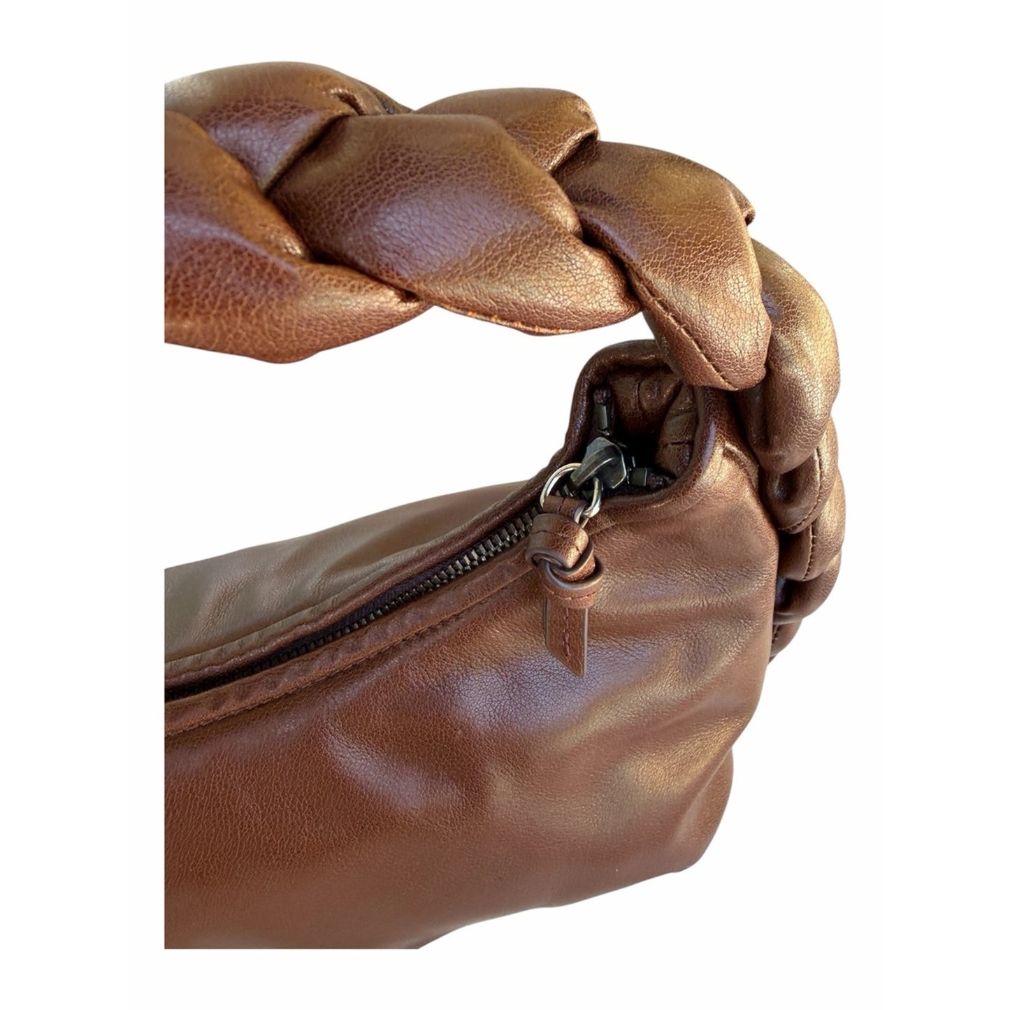HEREU Espiga Braided Leather Hobo Shoulder Bag Chocolate Brown NEW w/Dust Bag