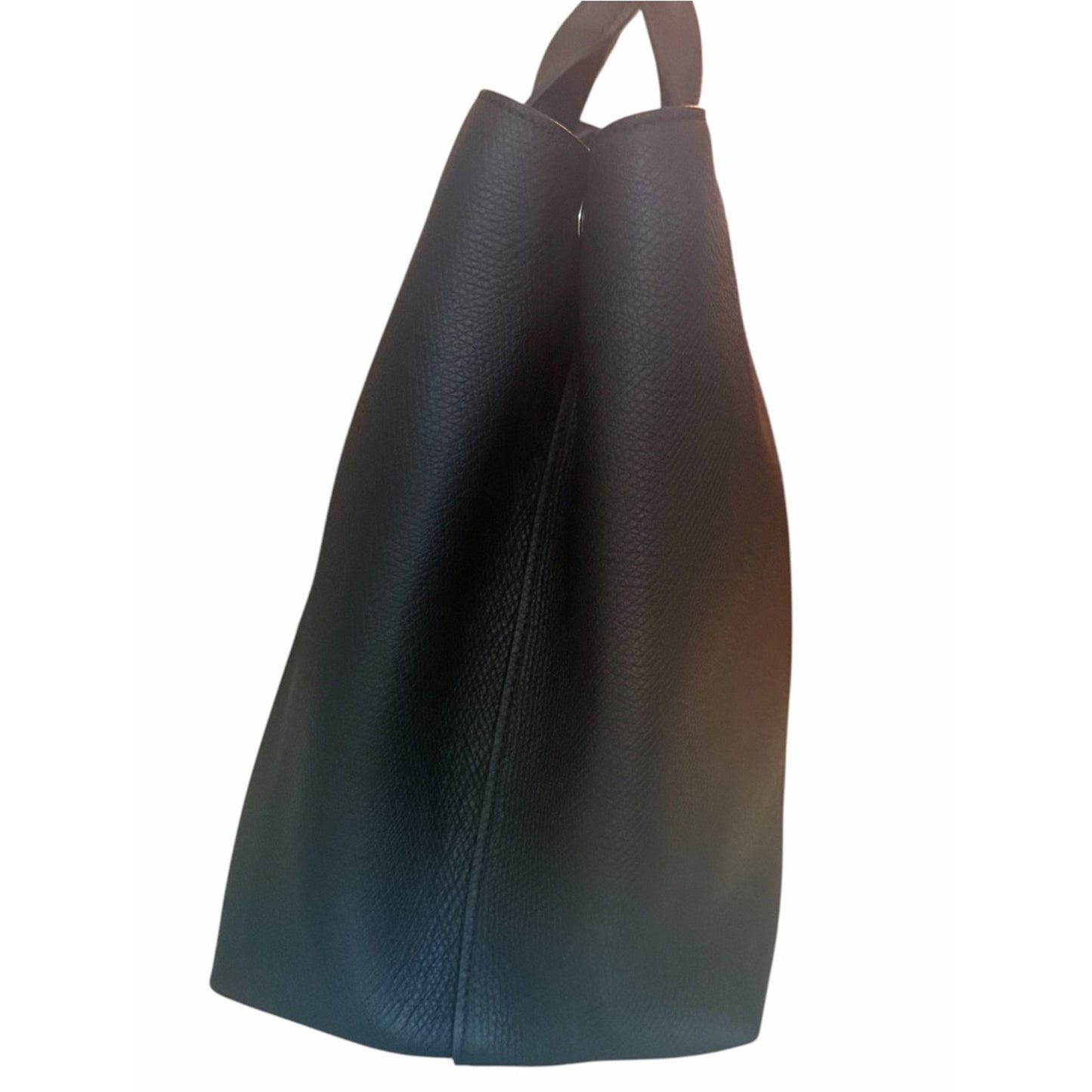 NEW Longchamp Le Roseau L Black Grained Leather Tote Handbag 10290HFP001