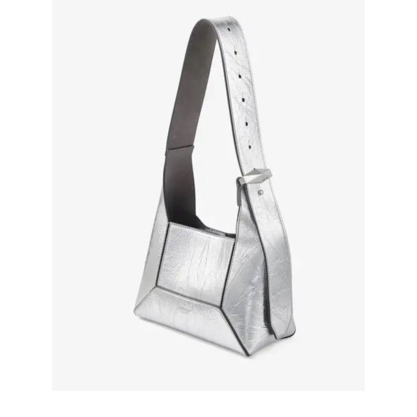 Jimmy Choo Diamond Hobo/S Silver Metallic Leather Shoulder Bag NWT