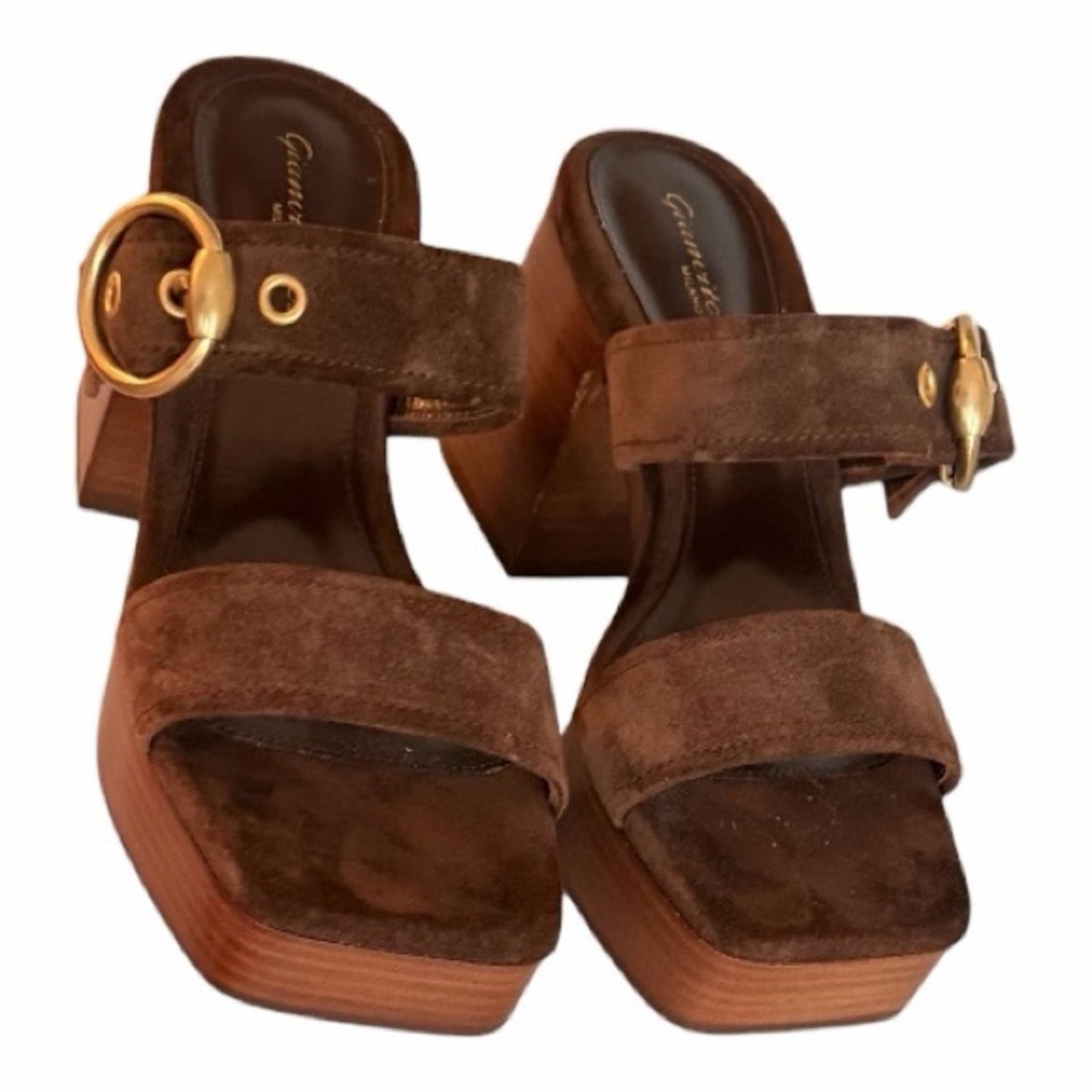 Gianvito Rossi Brown Suede Boho 70’s Style Platform Sandals | NEW | 36.5