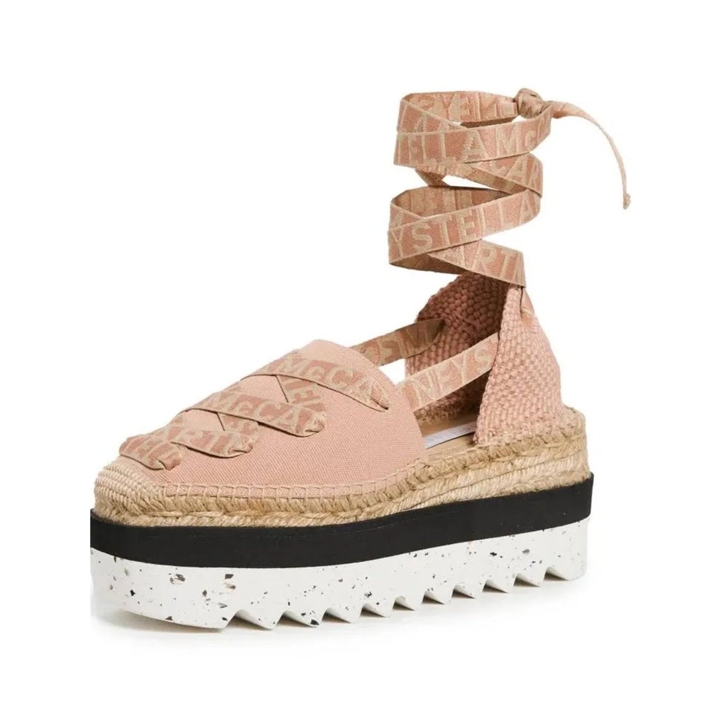 Stella McCartney Gaia Platform Espadrilles Blush Logo Lace Up Size 41 NIB