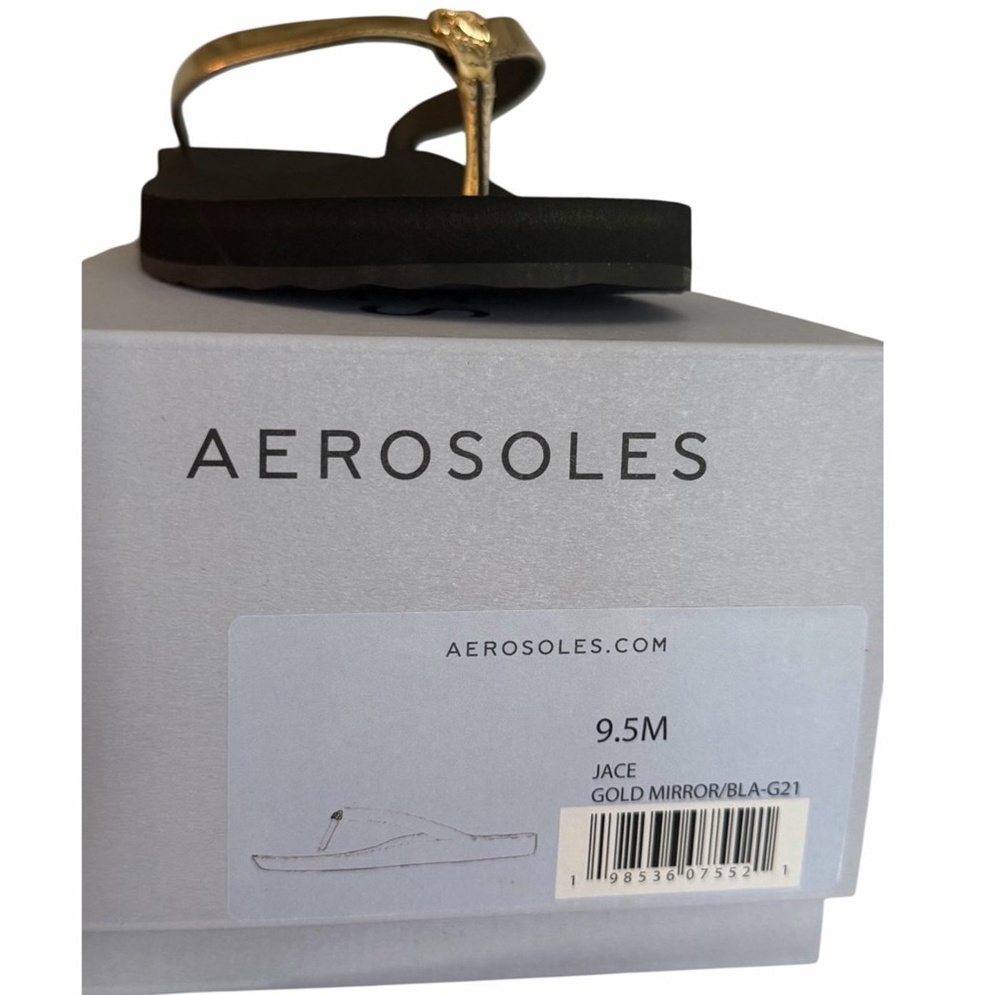 Aerosoles Jace Gold Mirror Flip Flop Sandals 9.5M Comfort Thong NWT
