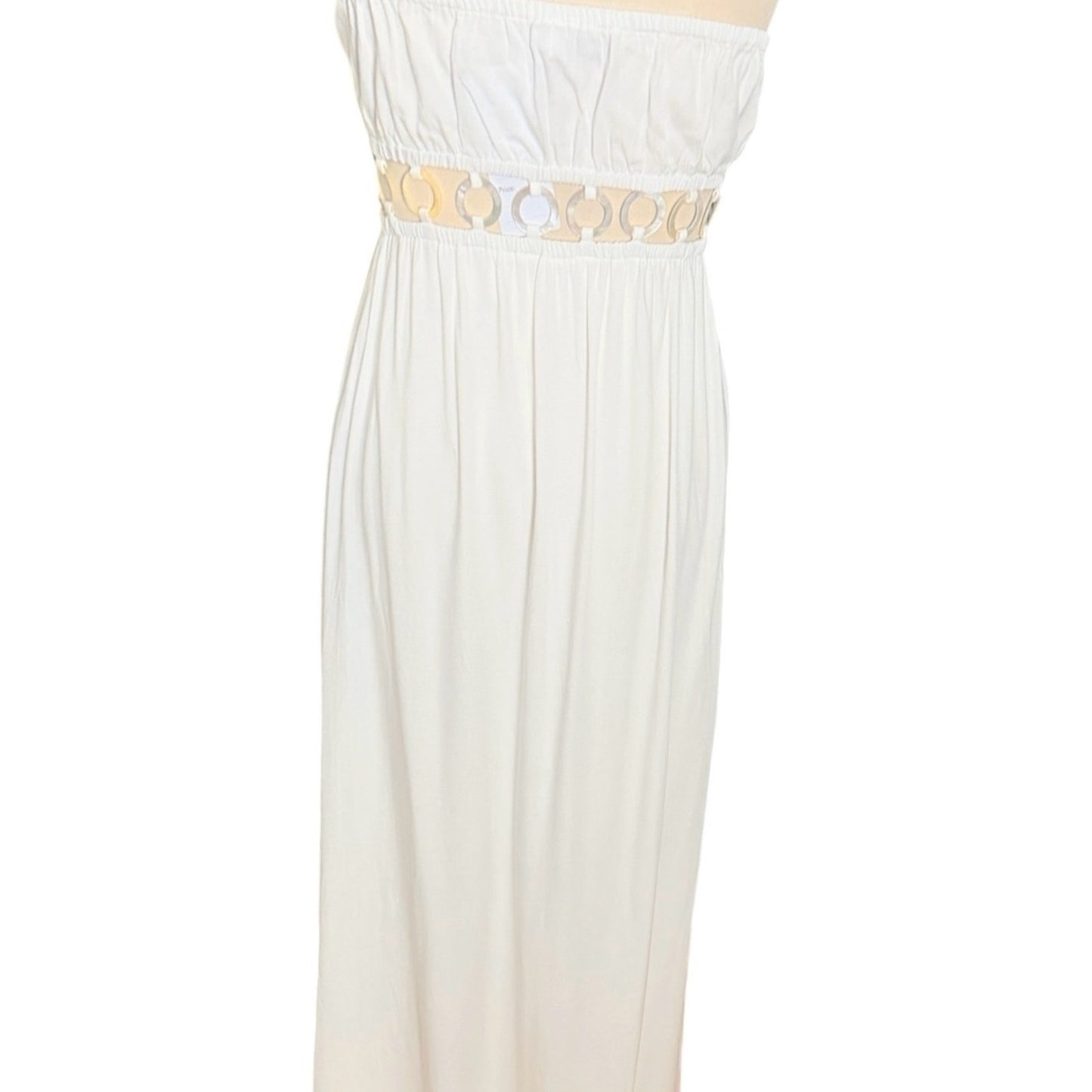 Tiare Hawaii Tidal Wave White Shell Cutout Maxi Dress NWT Size Med