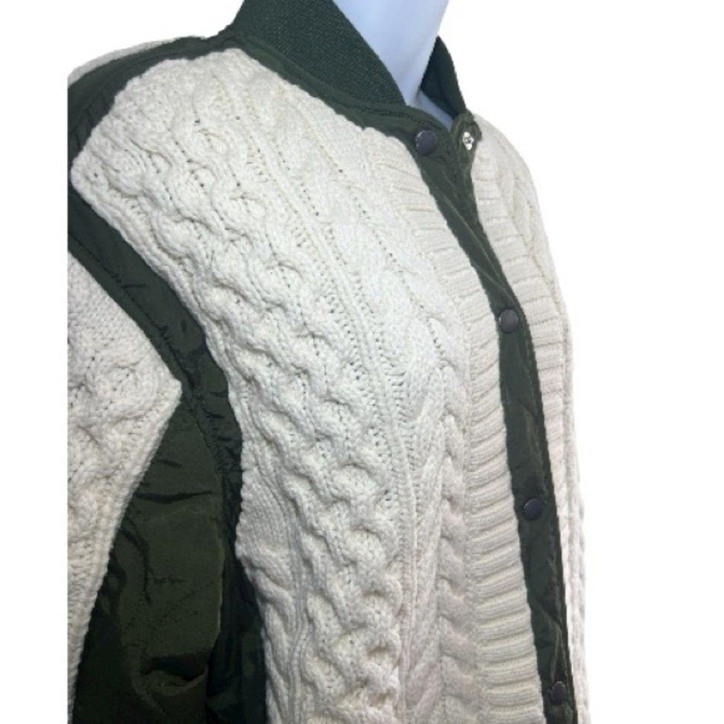 NWT Rag & Bone Winnie Mixed Media Jacket - Cream & Olive Woman’s size Med