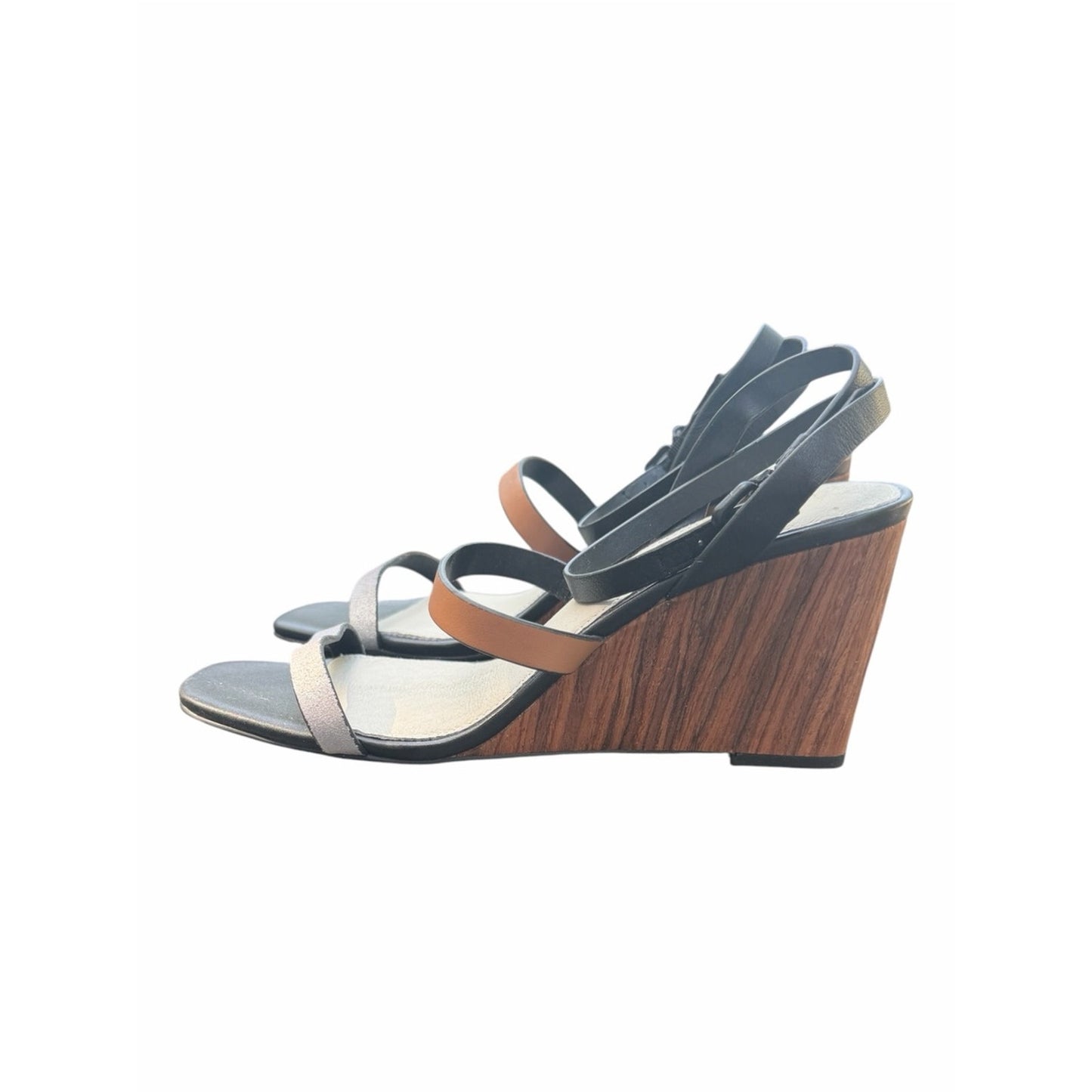 Sanctuary Wink Strappy Wedge Sandals Size 9 NIB Wood Grain Heel