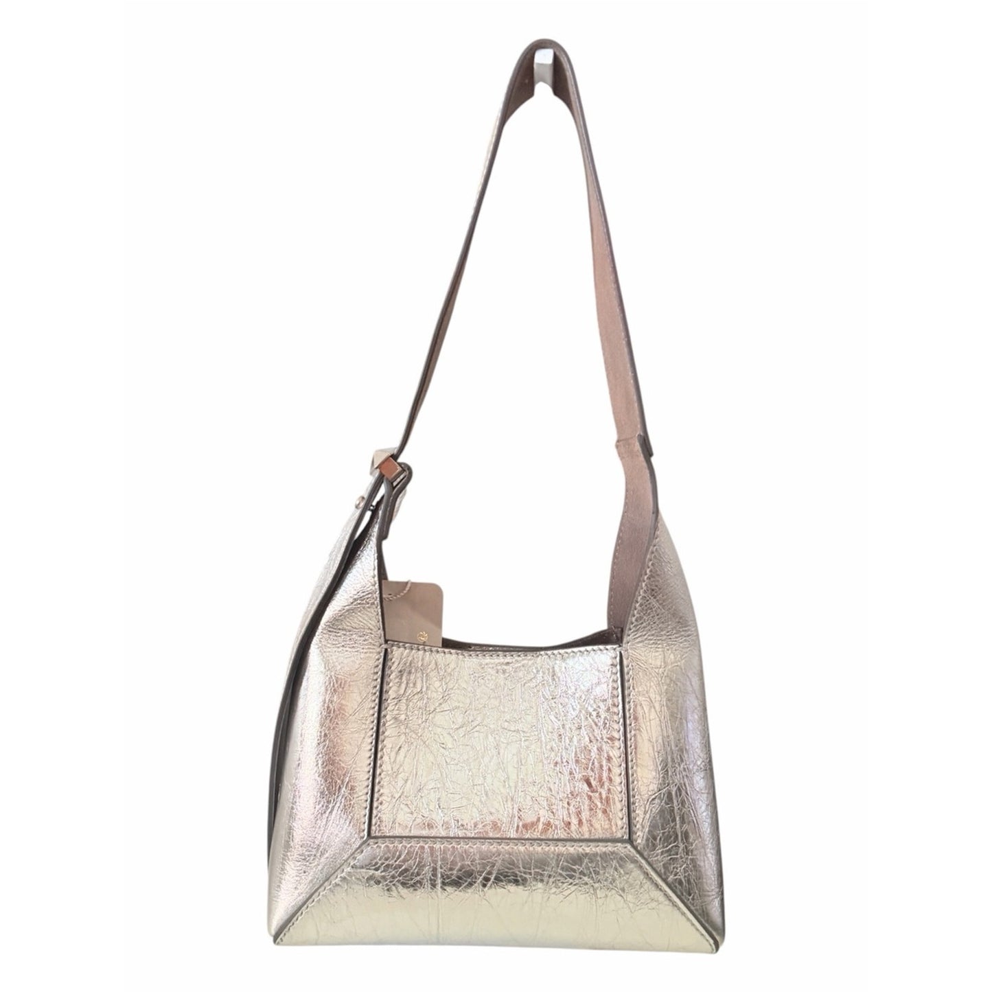 Jimmy Choo Diamond Hobo/S Silver Metallic Leather Shoulder Bag NWT