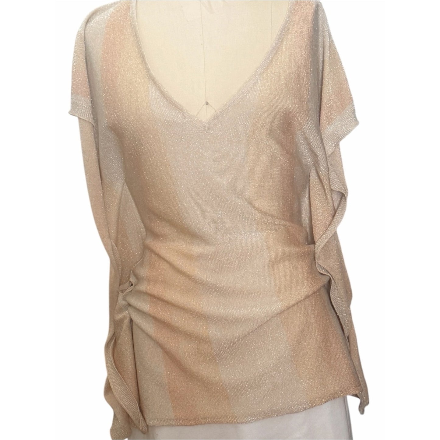 Vintage bebe Silk Metallic Silk Draped Caftan - Sweater -Top - Belted Women’s M