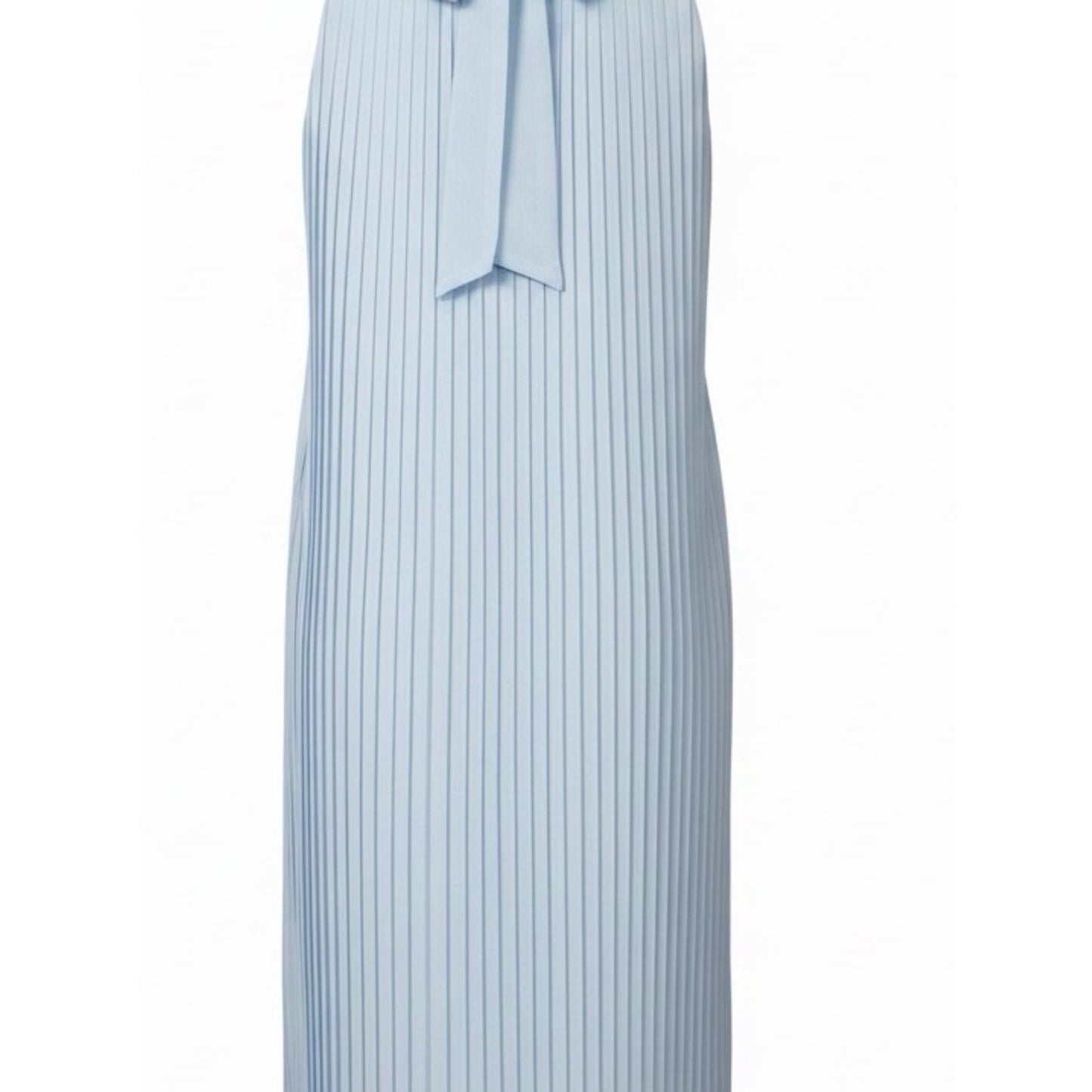 NWT Hermoza Corinne Pleated Halter Shift Dress | Blue Moon | Medium | MSRP $258