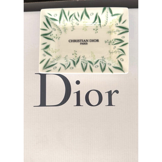 Christian Dior Paris Porcelain Soap Dish Green Botanical Bathroom Tray