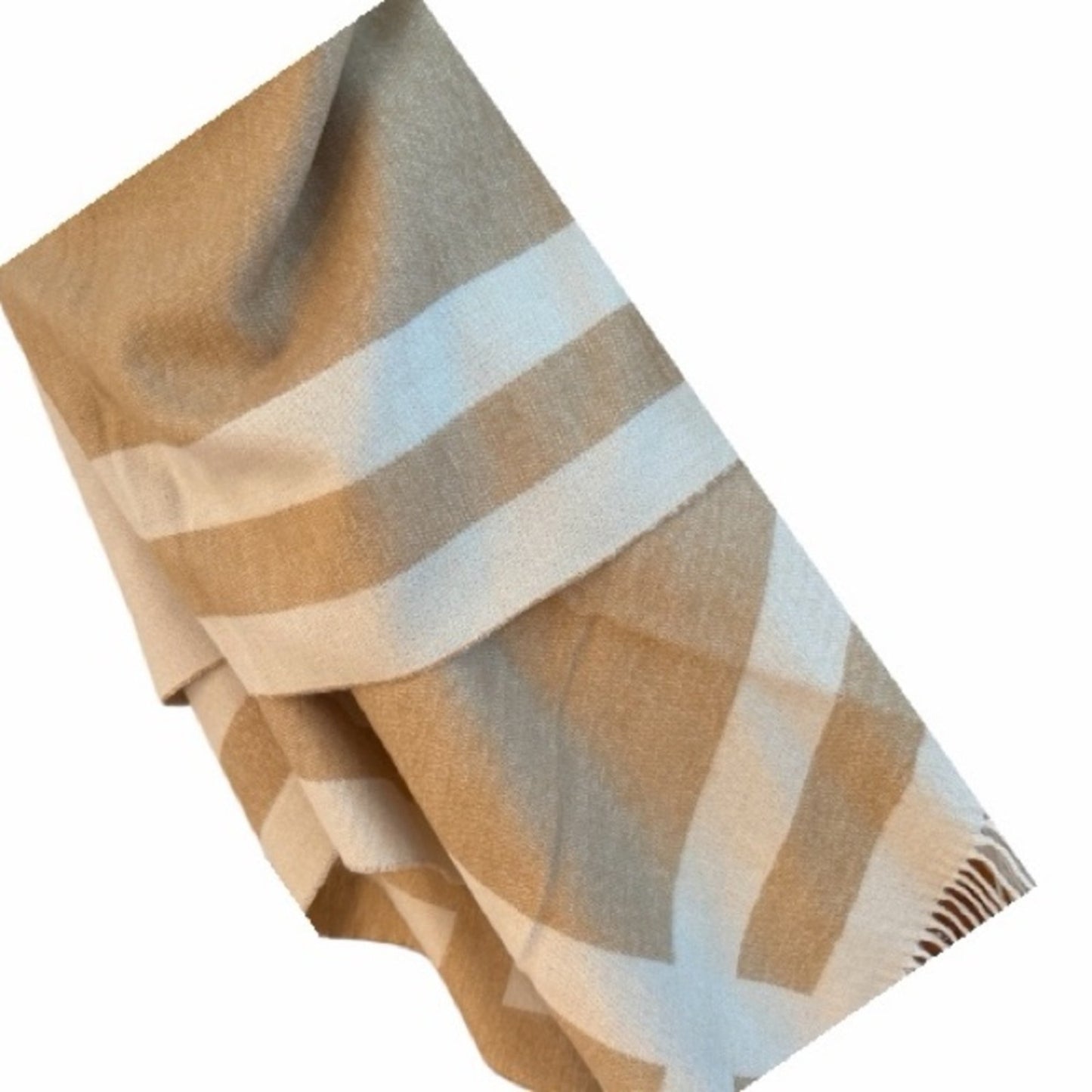 NWT Ted Baker Veruschka Reversible Poncho Wrap Camel Ivory Fringe OS