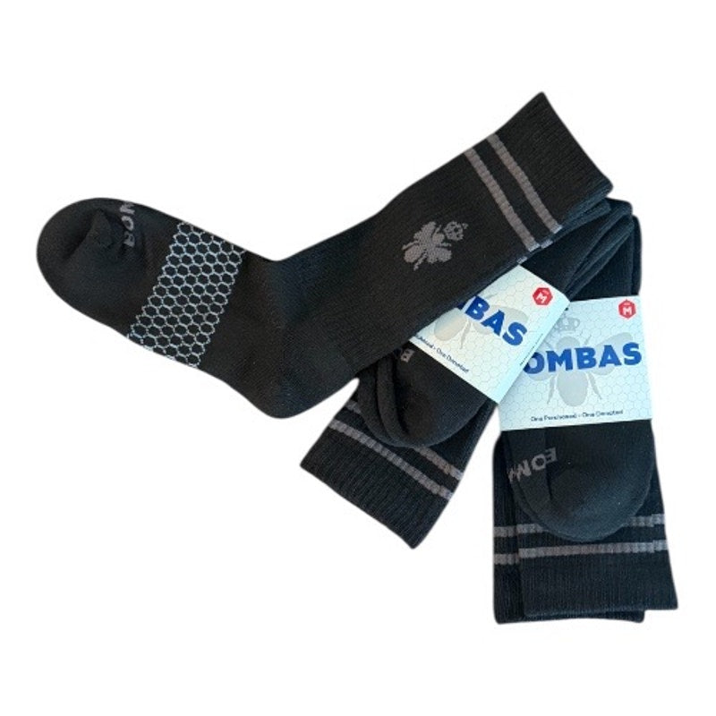 Bombas Black Calf Socks MED Unisex  -3 PAIR -Women's- Size 7.5-9.5. Men’s Size 6-9