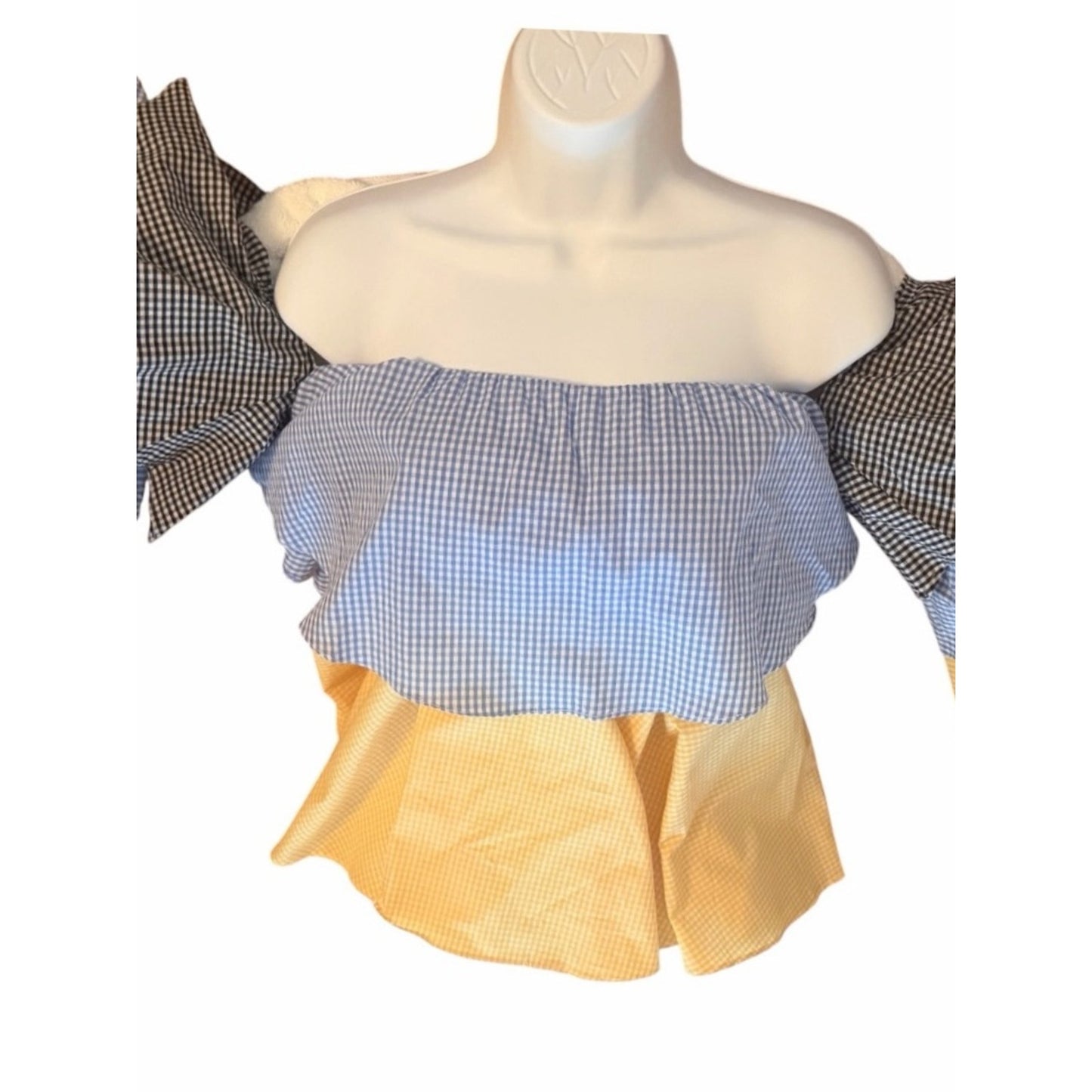StyleKeepers The Virgo Ruffled Off-the-Shoulder Top | NWT | Med| Multi Gingham
