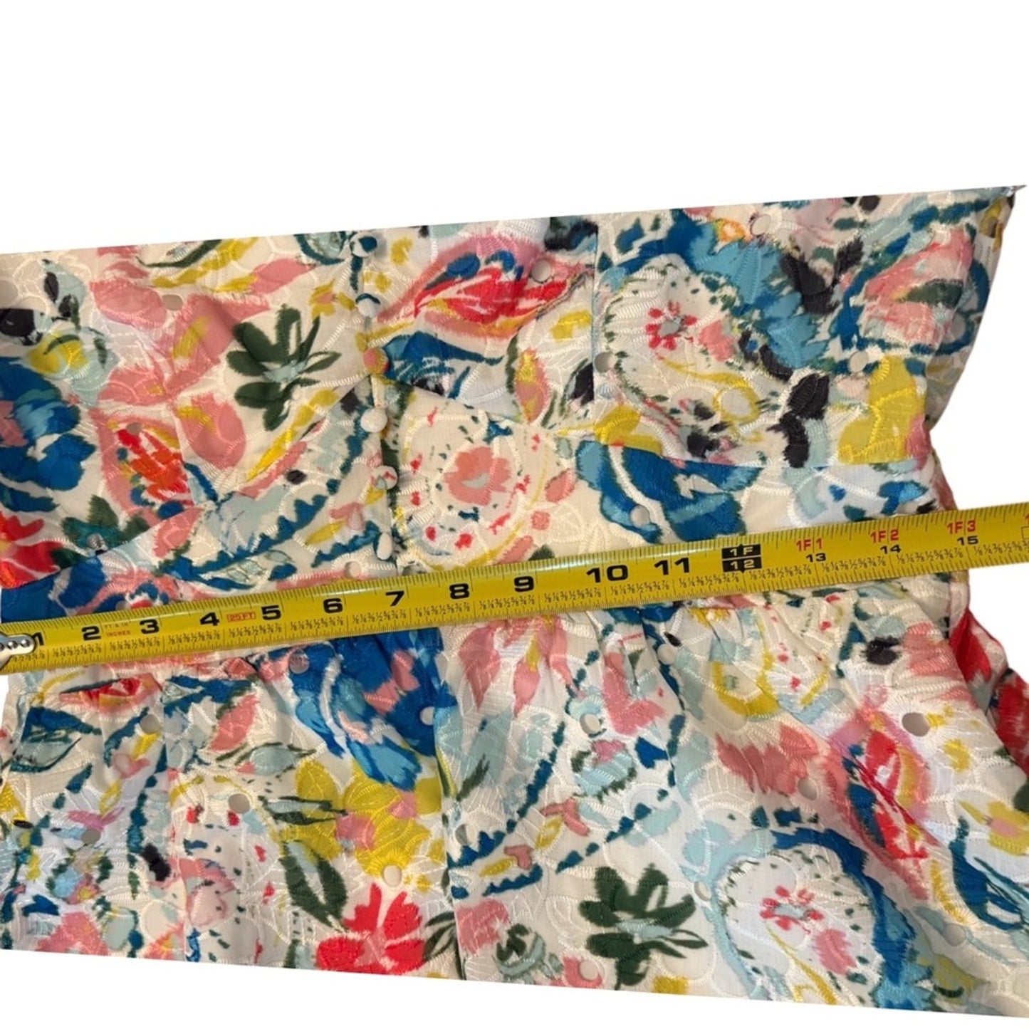 Elie Tahari Romantic Floral Eyelet Peplum Puff Sleeve Designer Top NWT Size 10