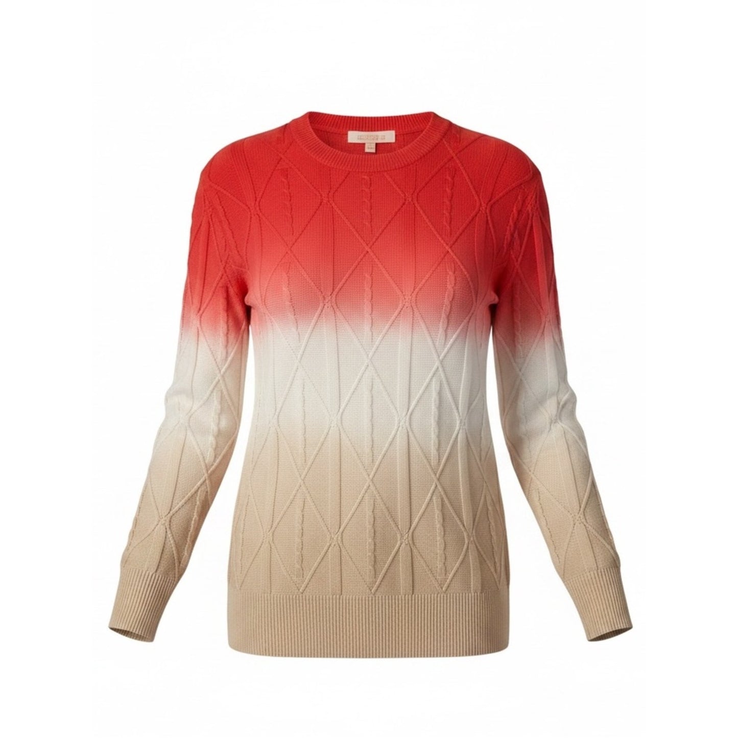 Etcetera Ombre Cotton Cable Knit Sweater NWT Medium Coastal Resort