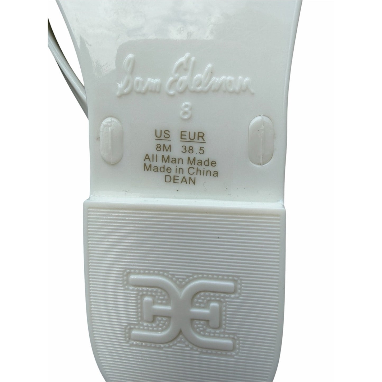 Sam Edelman Dean Jelly Flip Flops White Logo Sandals Size 8 New In Box
