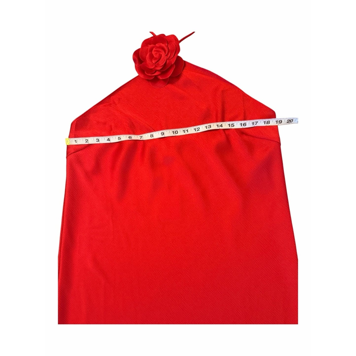 Lucy Paris Red Halter Maxi Dress XL NWT Open Back Removable Rosette