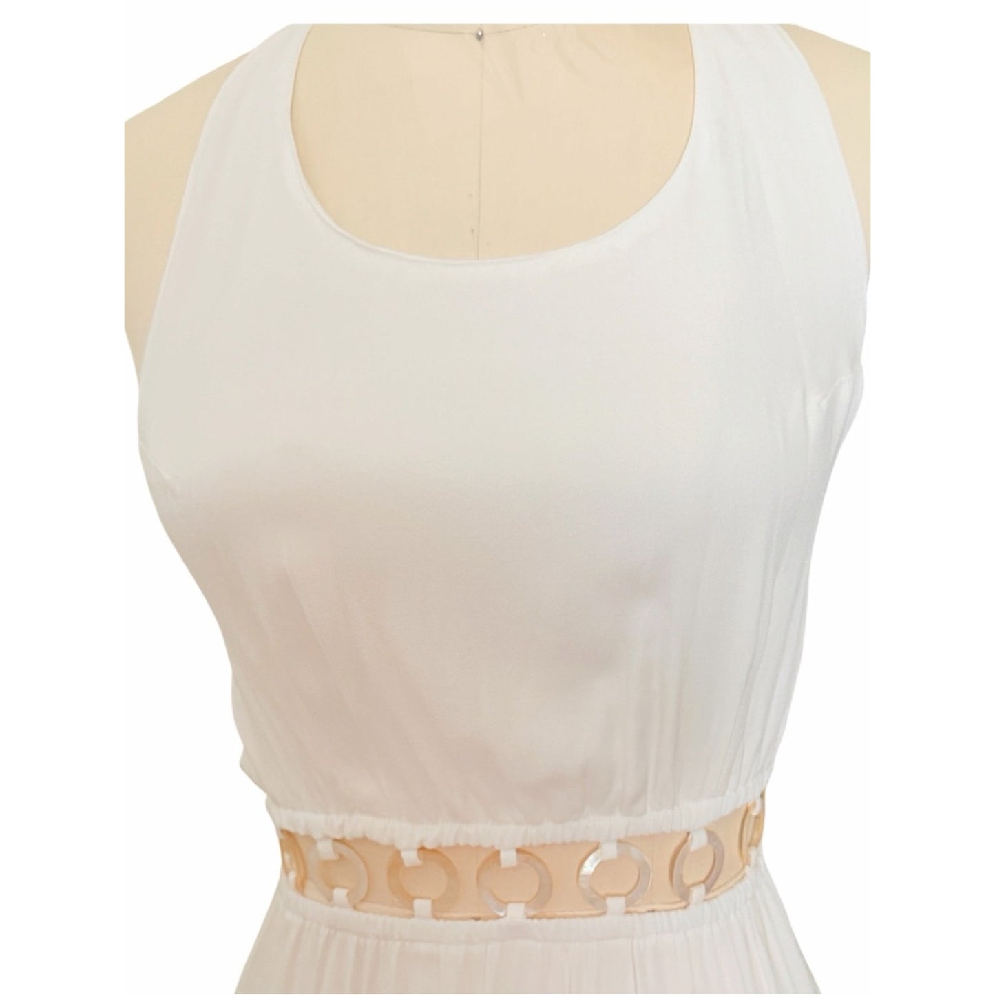 Tiare Hawaii Tidal Wave White Shell Cutout Maxi Dress NWT Size Med