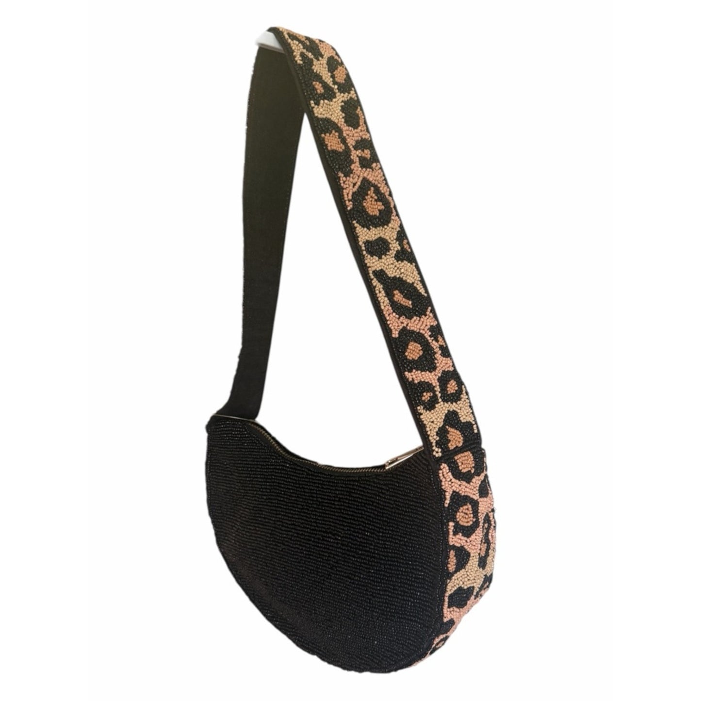 Leopard Beaded Shoulder Bag Y2K Mini Hobo 9x6x3 NWT