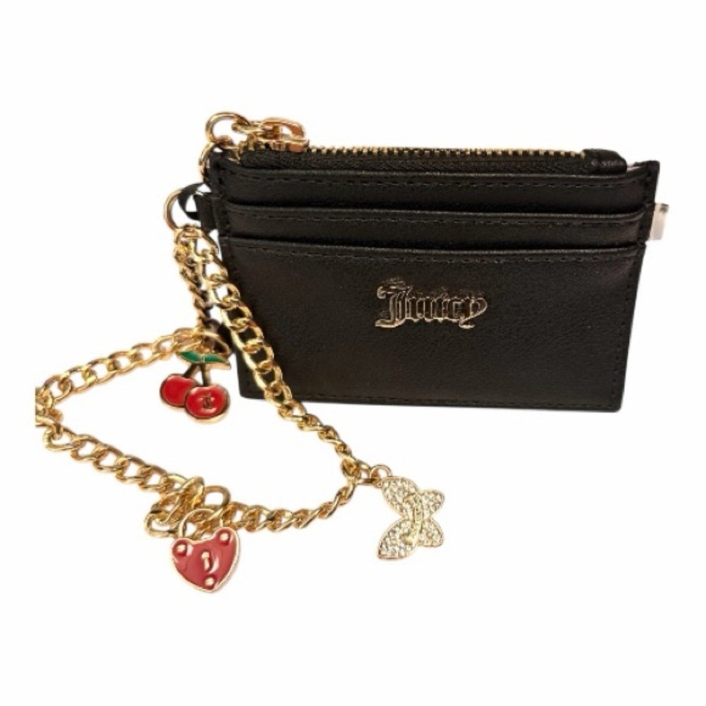 Juicy Couture Black Card Holder with Gold Accents