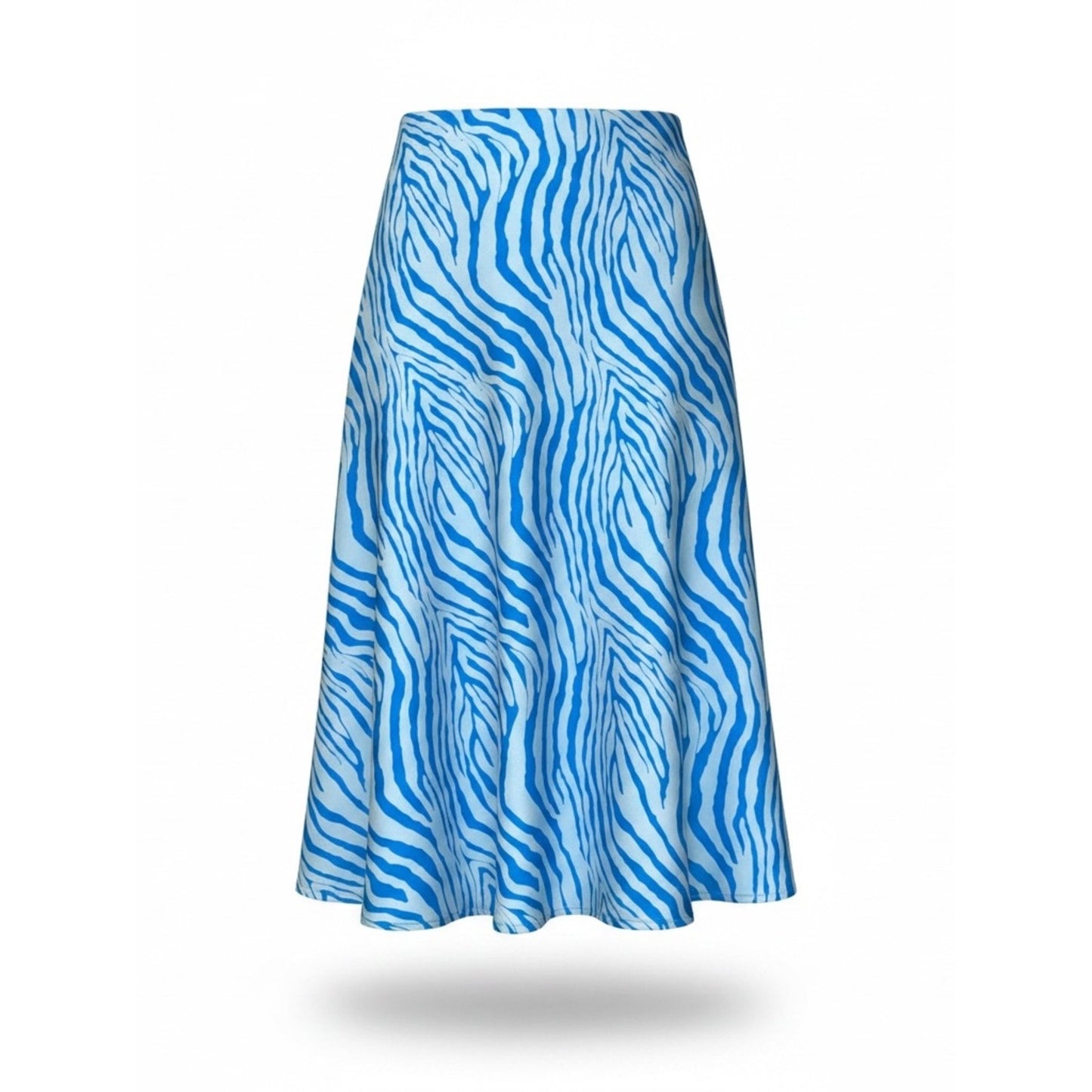 NWT Blue Ivory Zebra Print Midi Skirt Size M Coastal Resort Vacation Style
