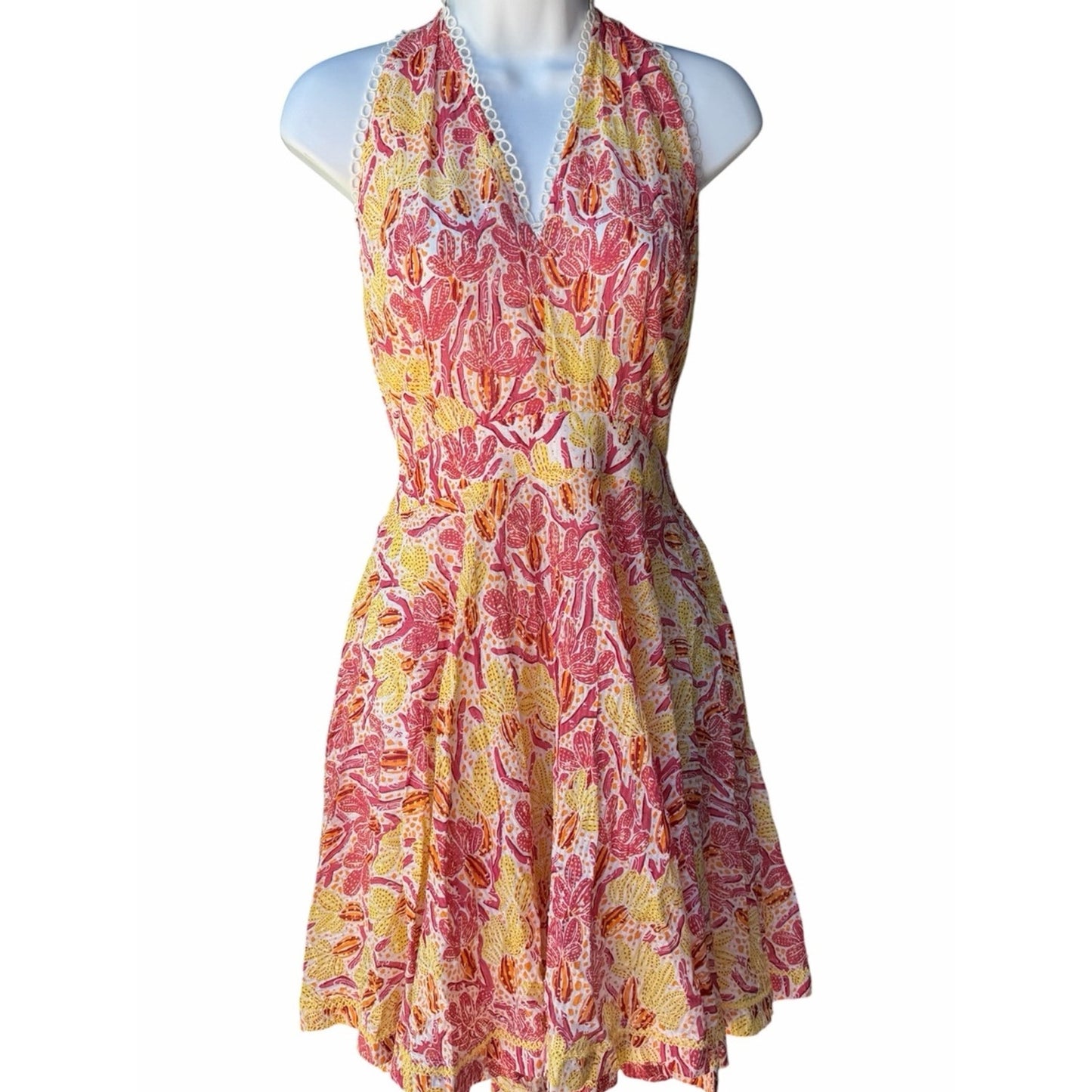Poupette St Barth Beth Mini Dress Backless Tropical Resort Halter L New