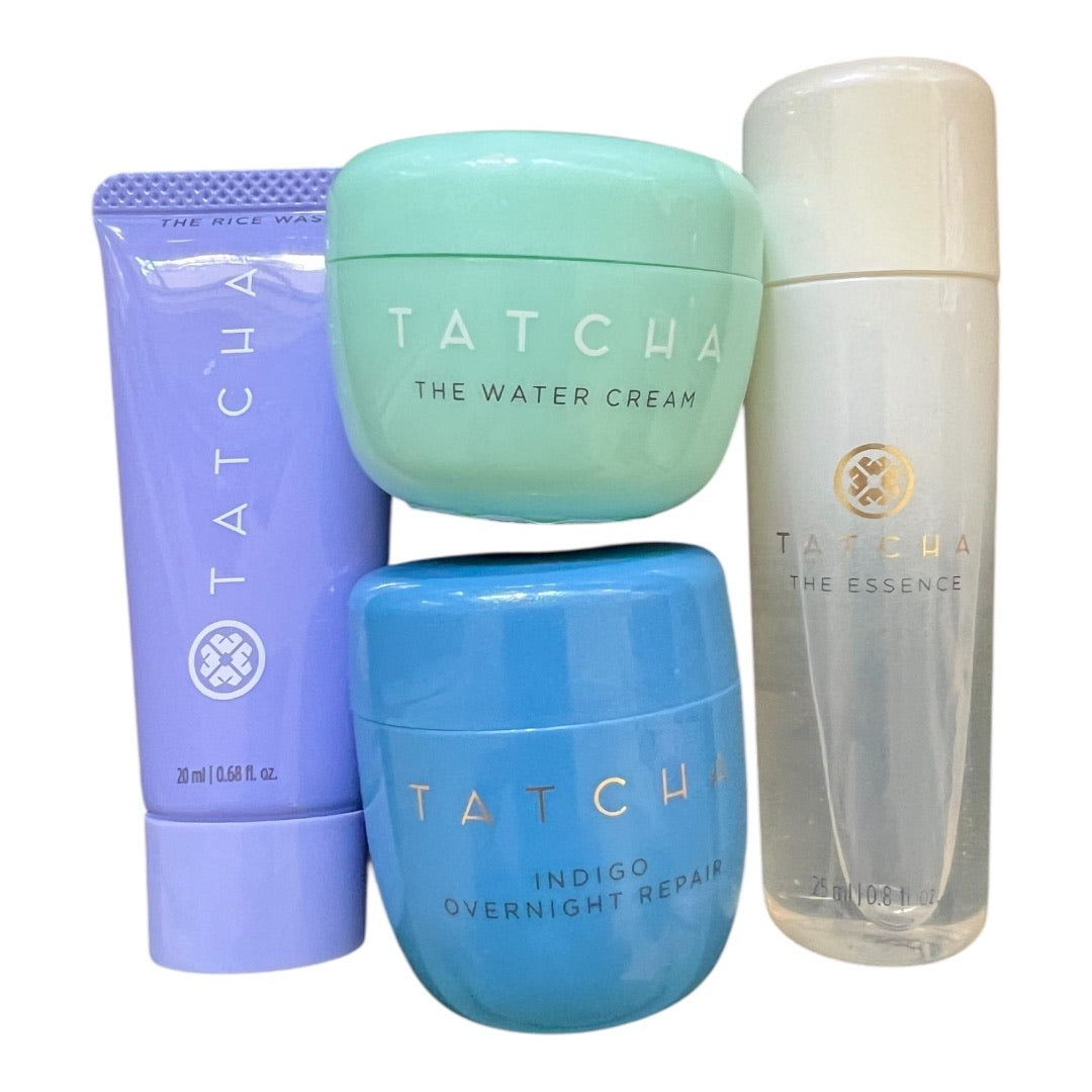 Tatcha Bundle of 4 - Rice Wash, Essence, Water Cream & Indigo night Cream