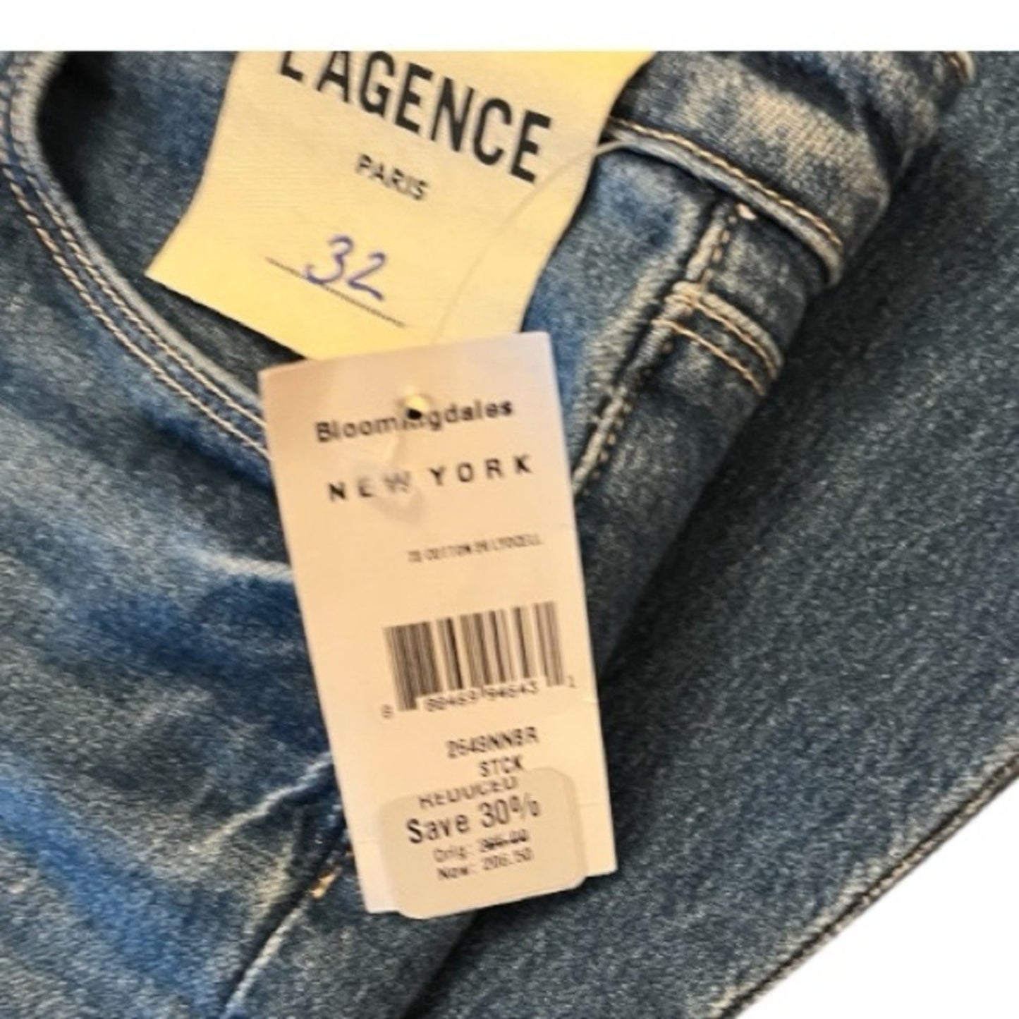 L'AGENCE Women’s High Rise Jeans size 12 Ruth Straight in Stockton color Blue Jeans