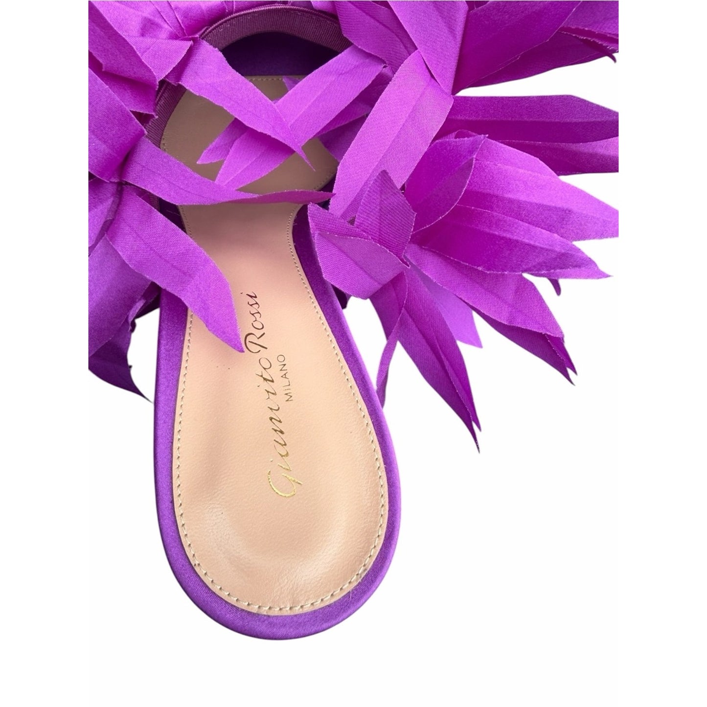 Gianvito Rossi Daniah Orchid Floral Satin Mules Size 39 NIB